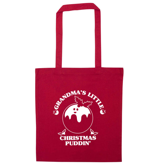 Grandma's little Christmas puddin' red tote bag