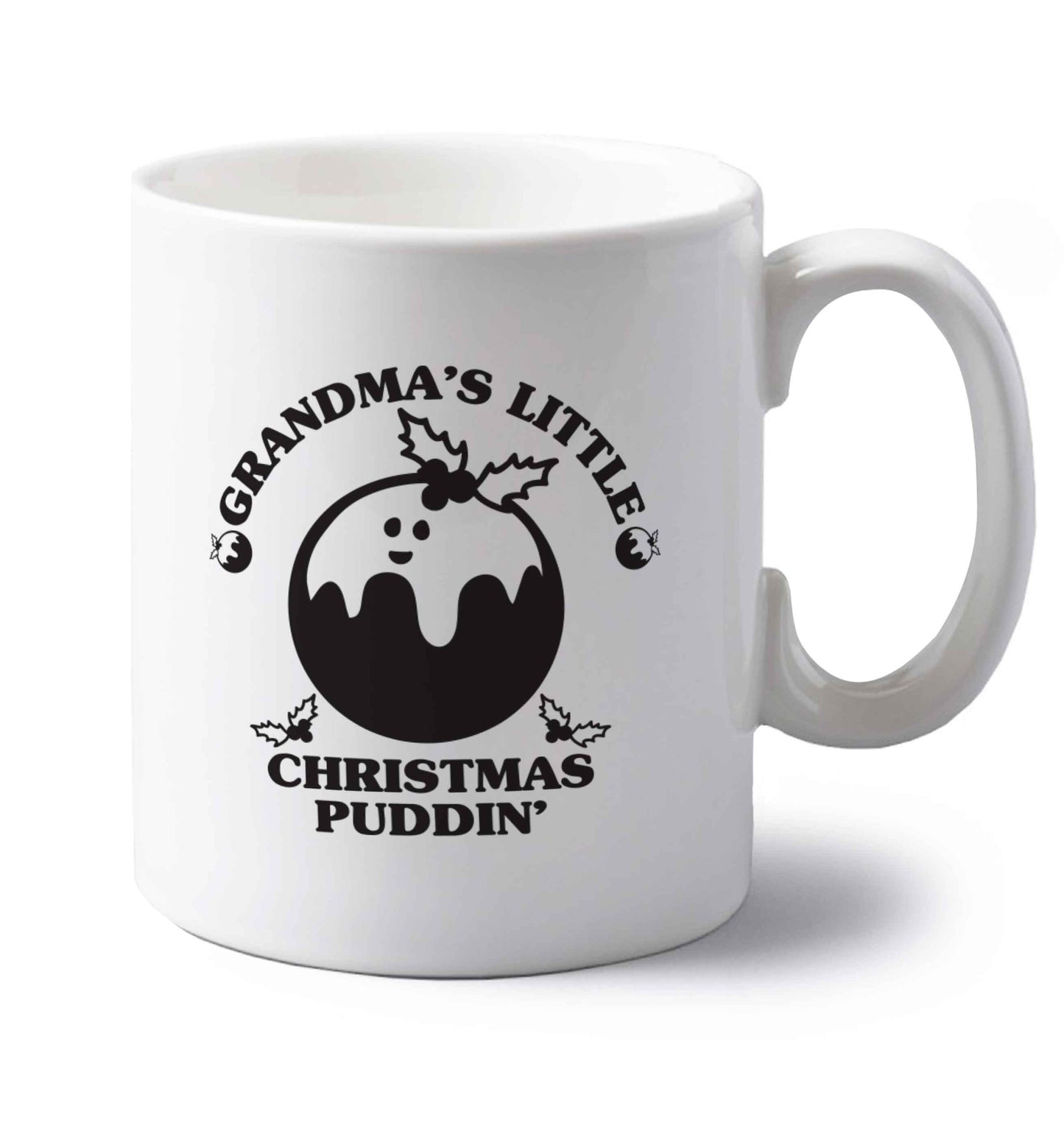 Grandma's little Christmas puddin' left handed white ceramic mug 