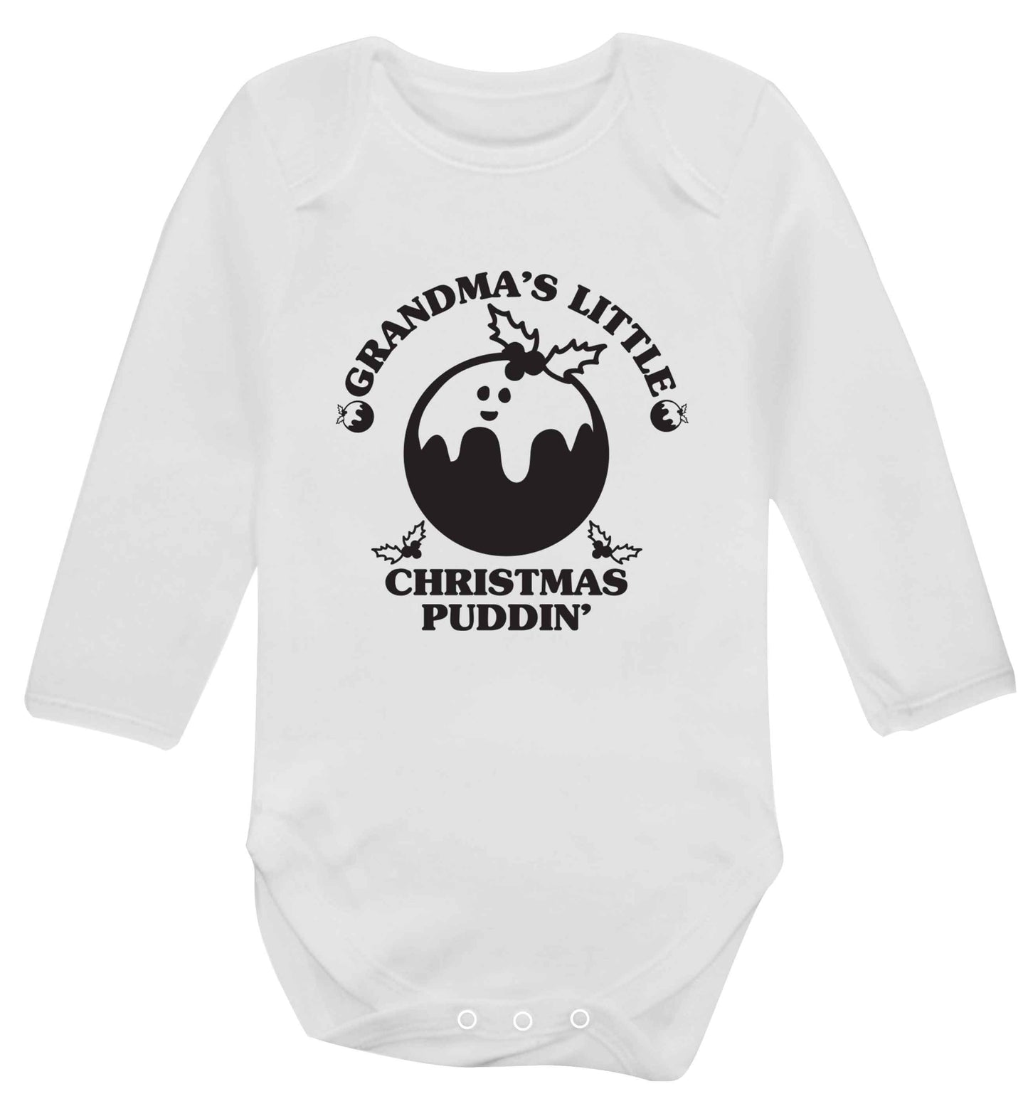 Grandma's little Christmas puddin' Baby Vest long sleeved white 6-12 months