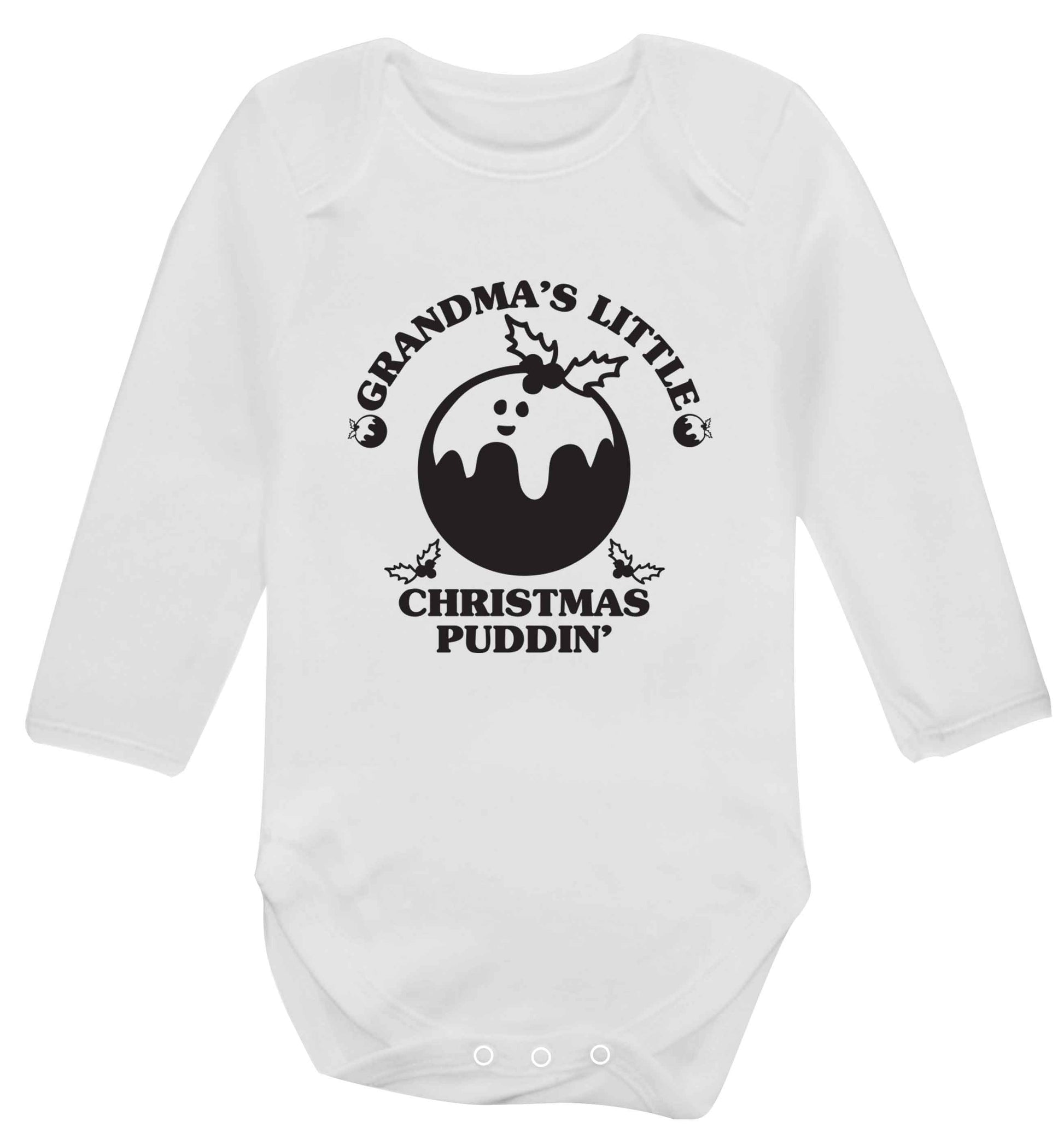 Grandma's little Christmas puddin' Baby Vest long sleeved white 6-12 months