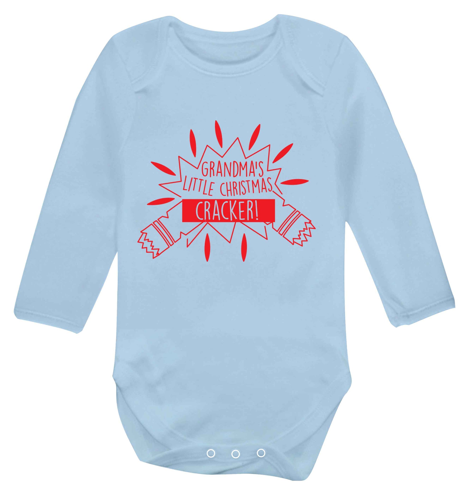 Grandma's little Christmas cracker Baby Vest long sleeved pale blue 6-12 months