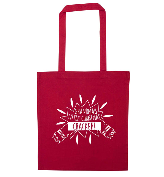 Grandma's little Christmas cracker red tote bag