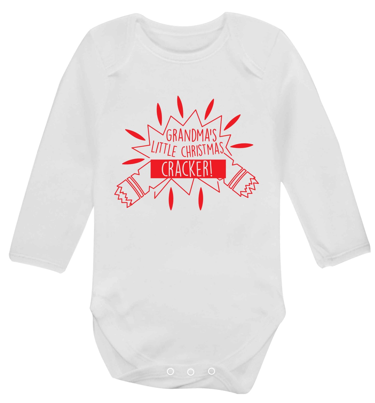 Grandma's little Christmas cracker Baby Vest long sleeved white 6-12 months
