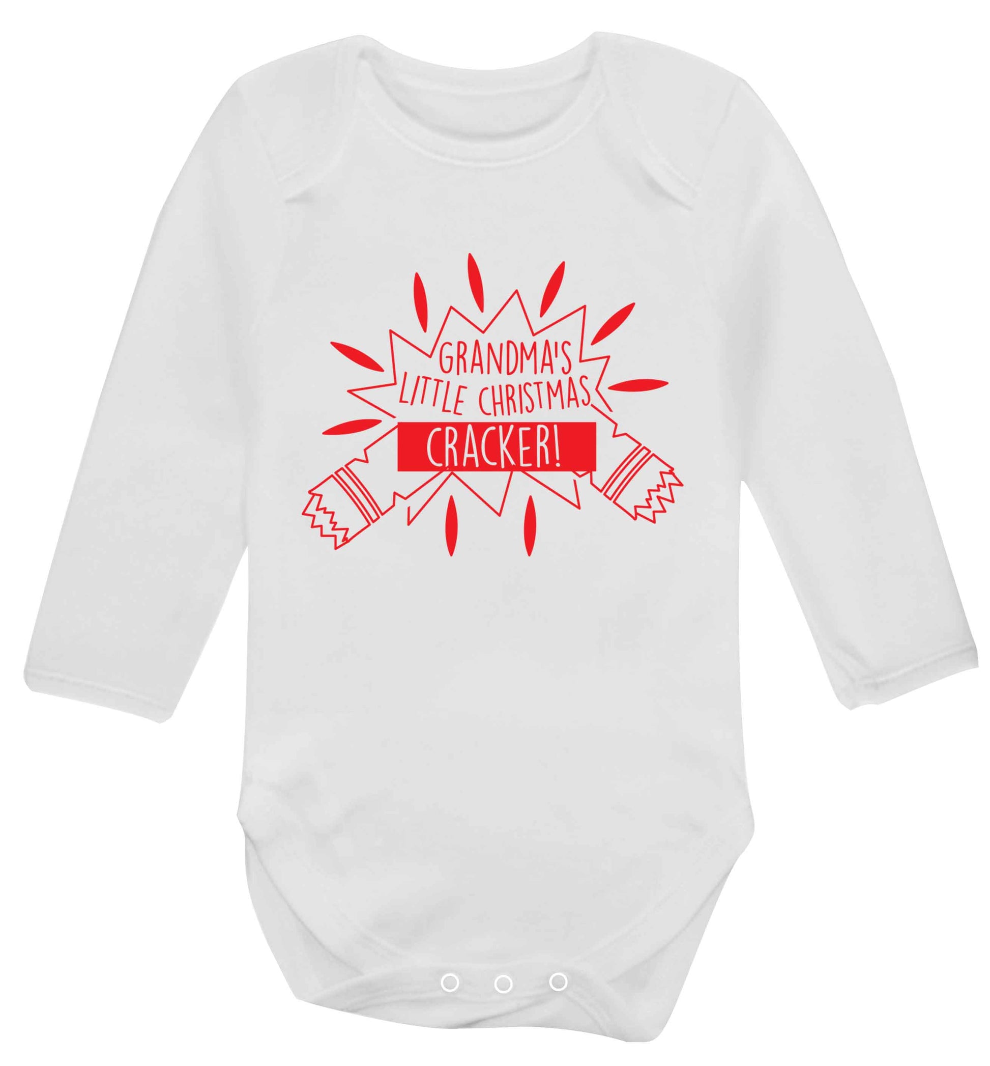 Grandma's little Christmas cracker Baby Vest long sleeved white 6-12 months