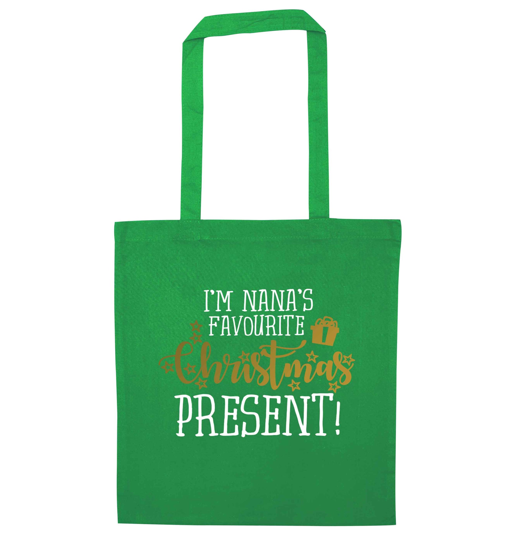 Nana's favourite Christmas present green tote bag