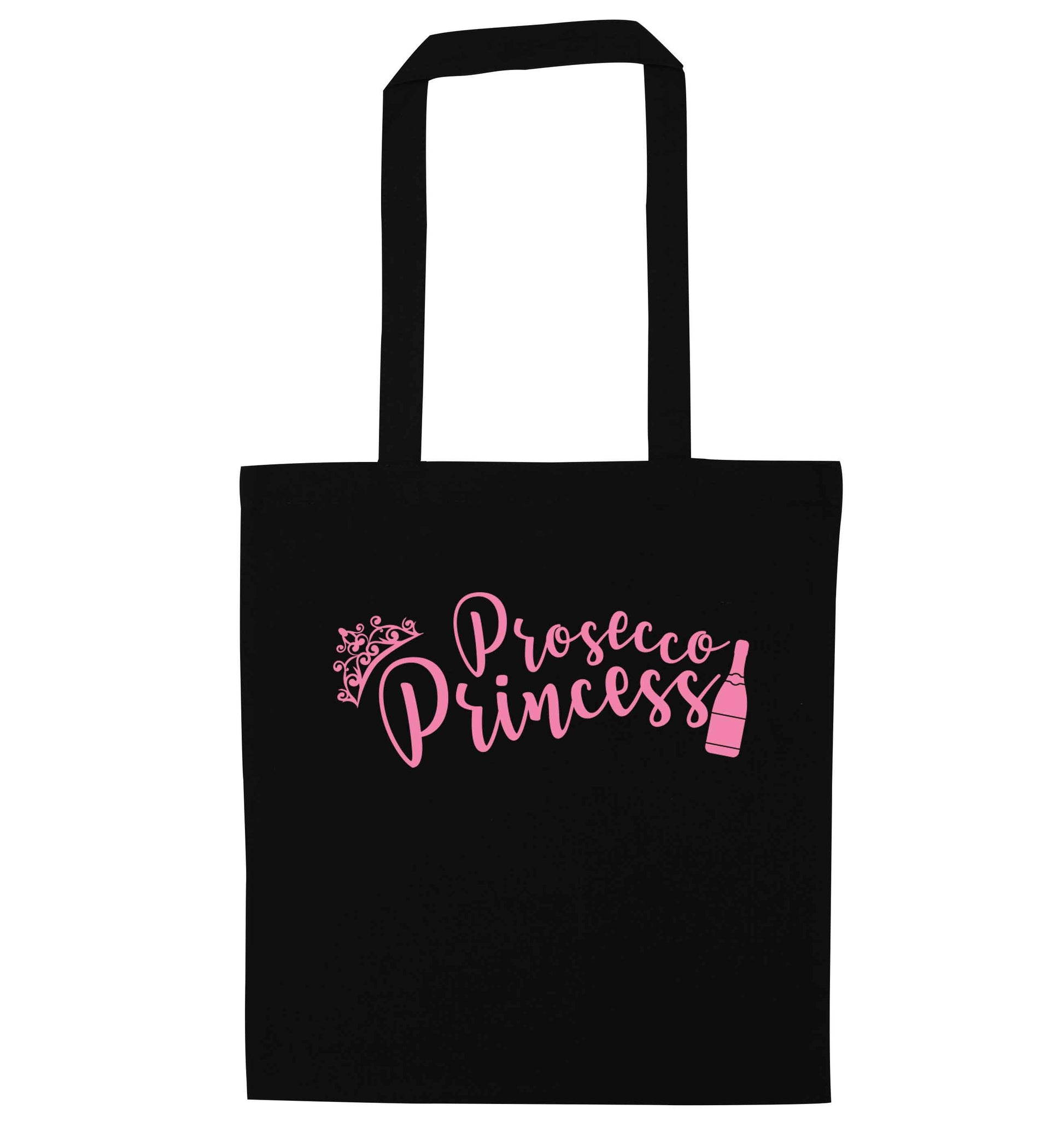 Prosecco princess black tote bag