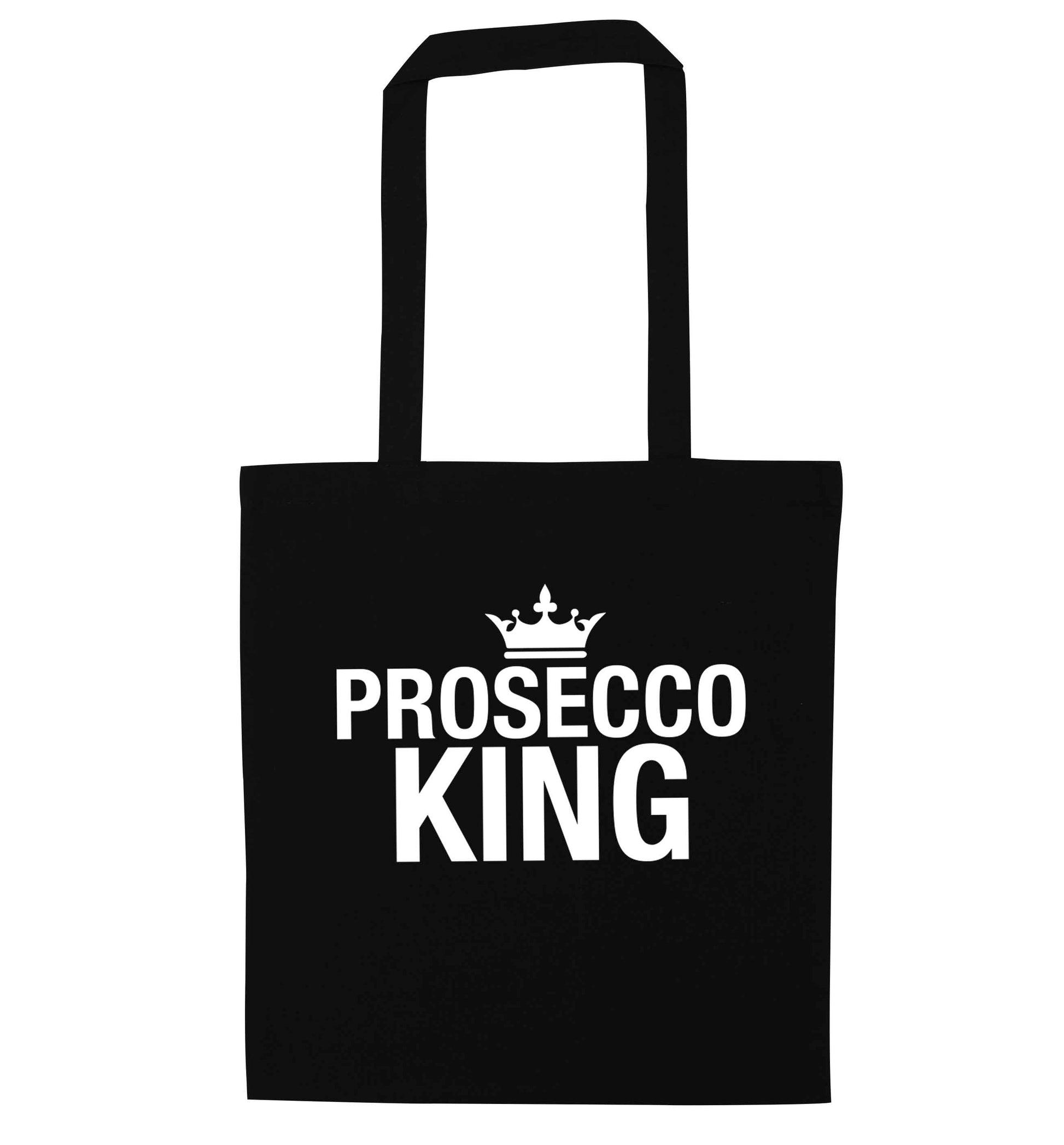 Prosecco king black tote bag