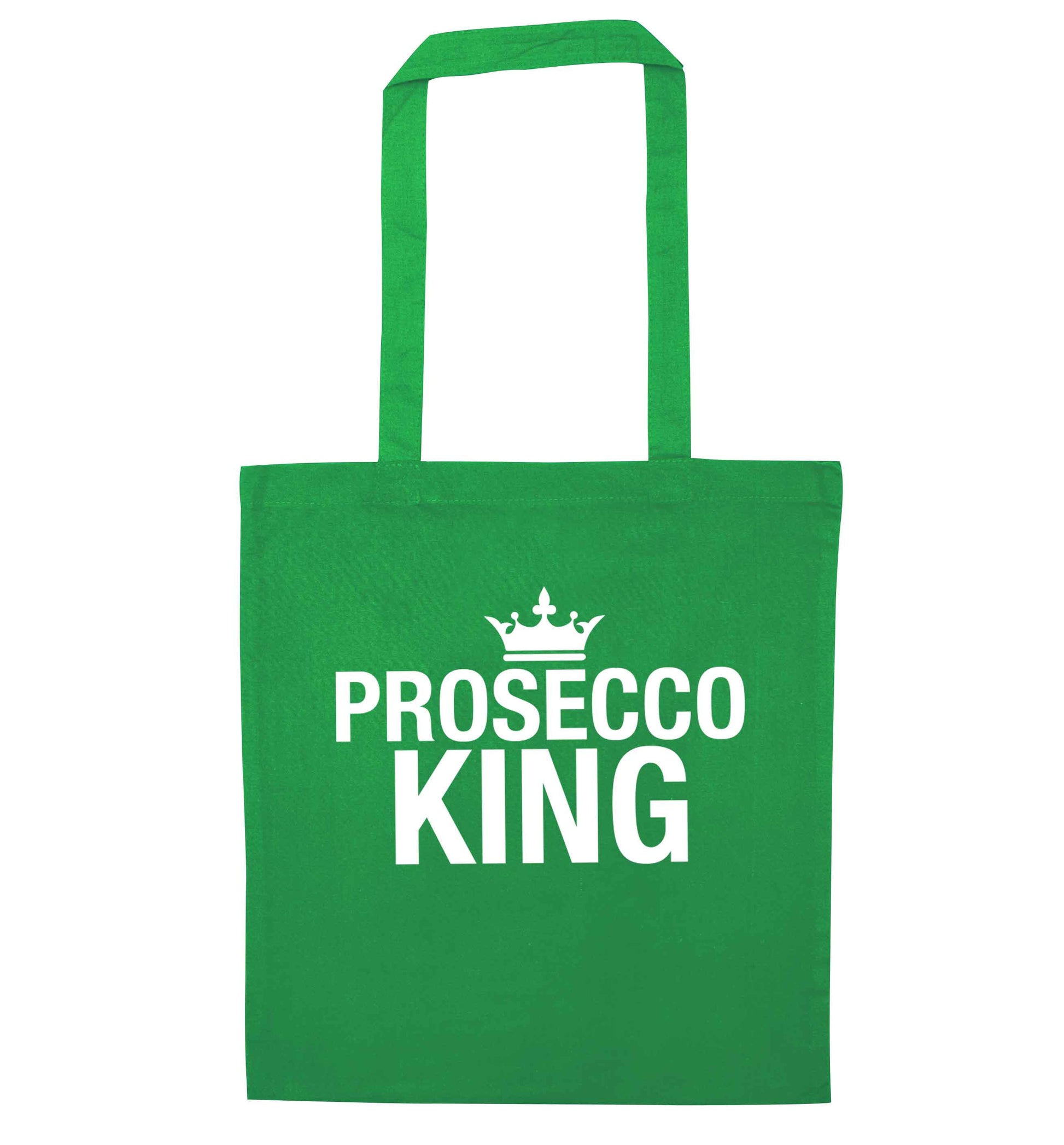 Prosecco king green tote bag