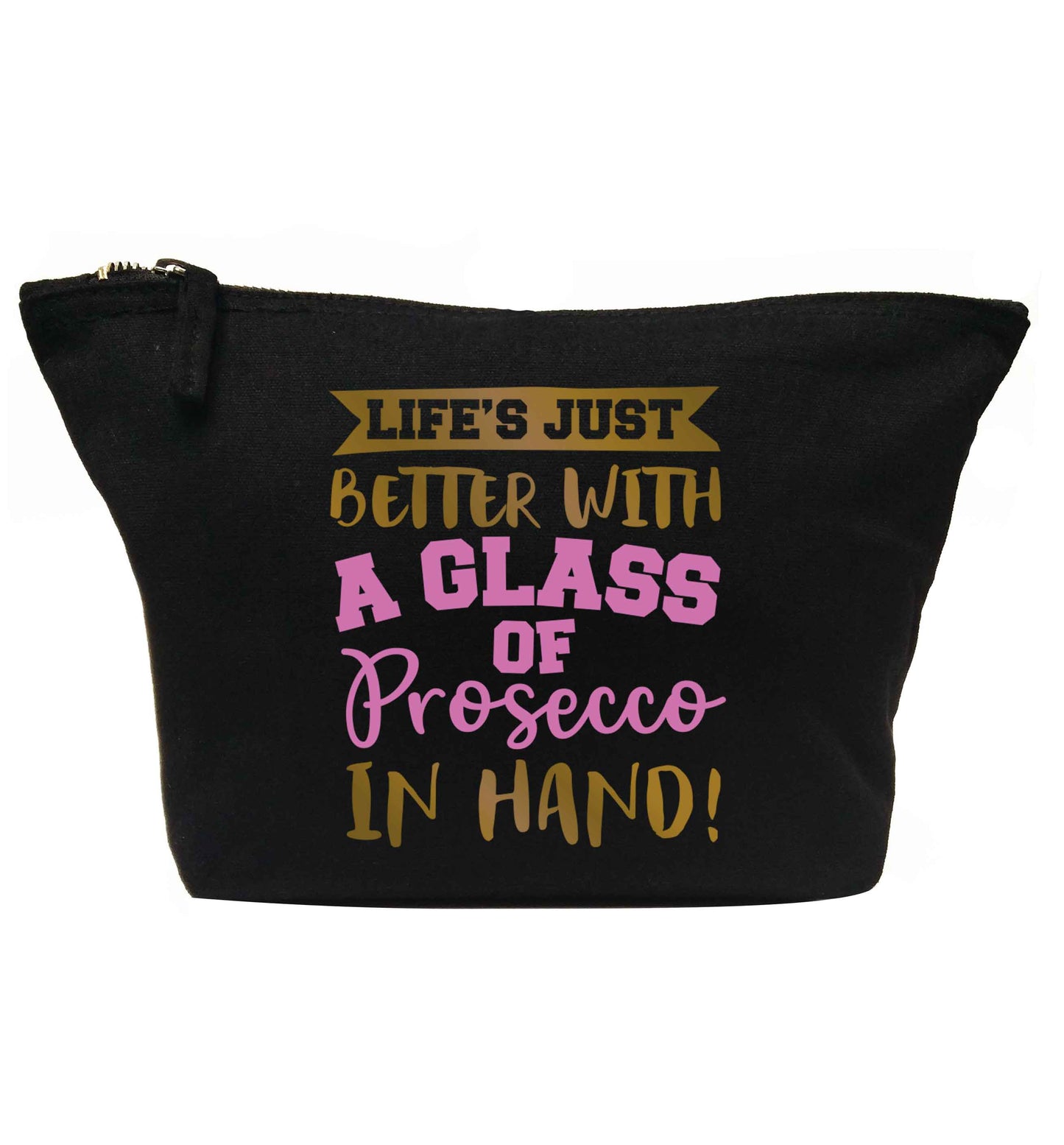 Life's just better with a glass of prosecco in hand | makeup / wash bag