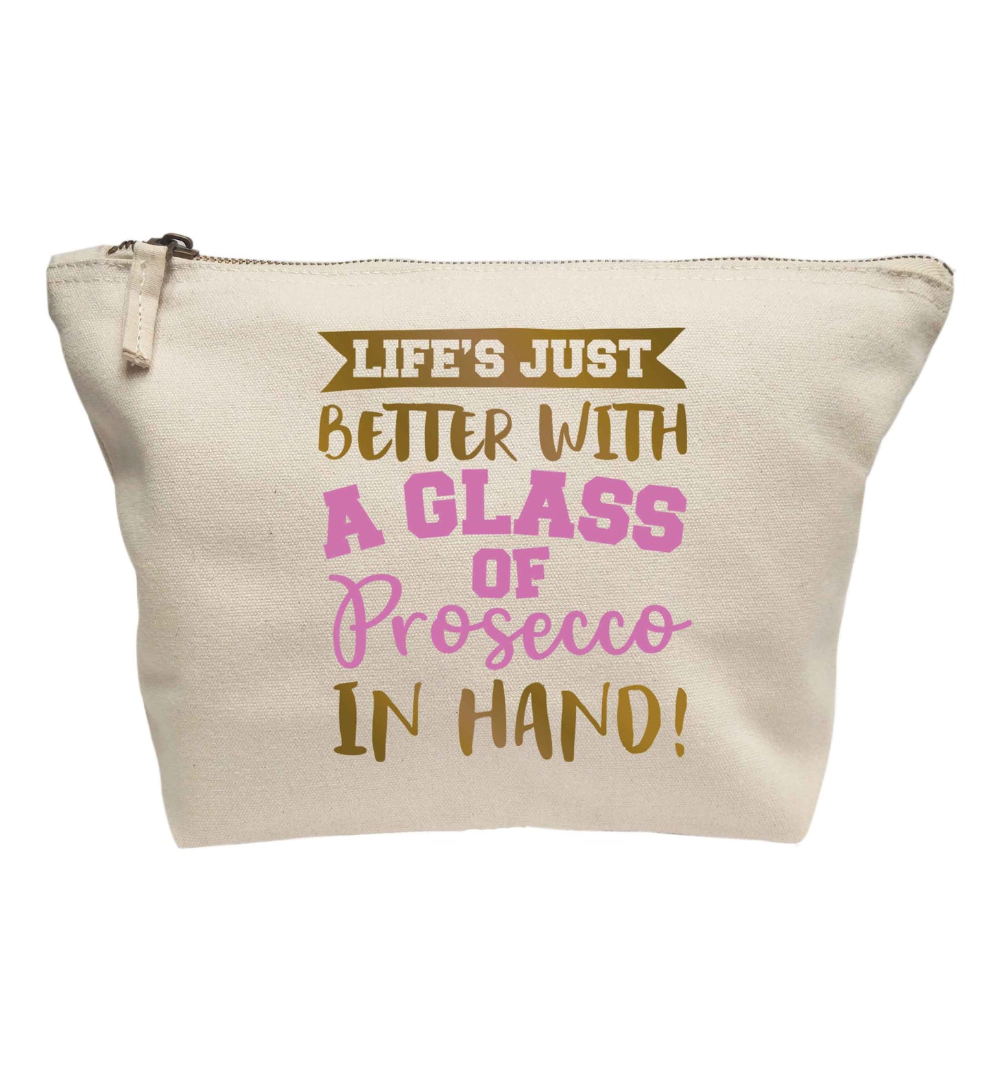 Life's just better with a glass of prosecco in hand | makeup / wash bag