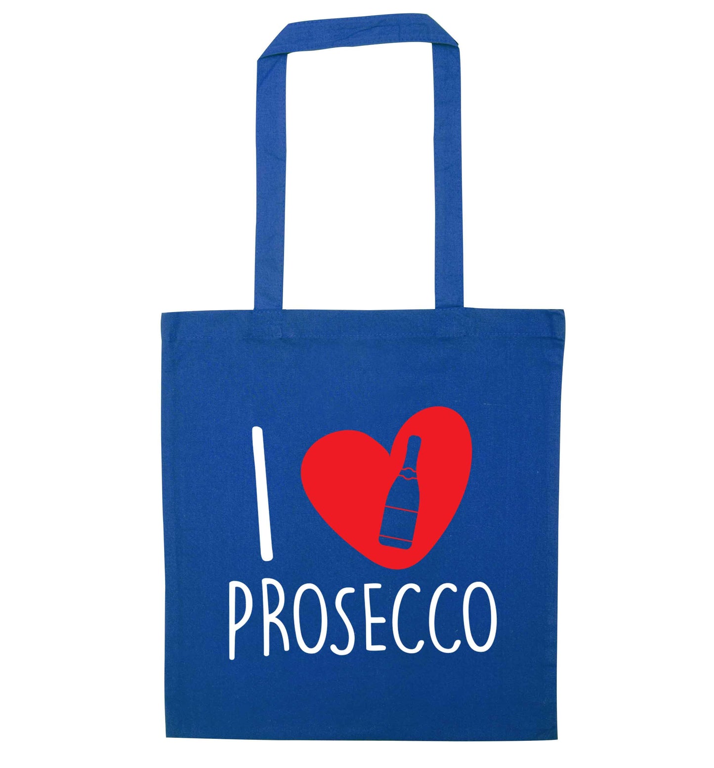 I love prosecco blue tote bag