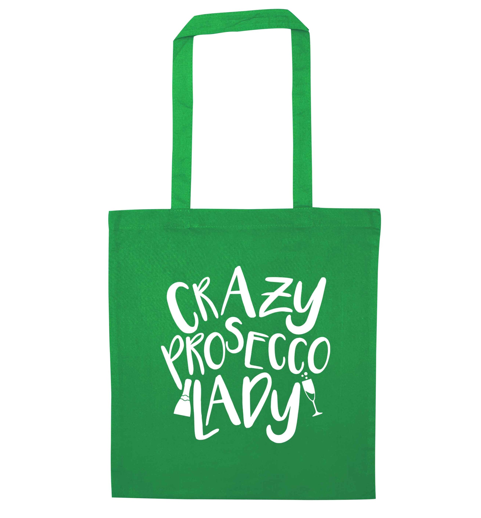 Crazy prosecco lady green tote bag