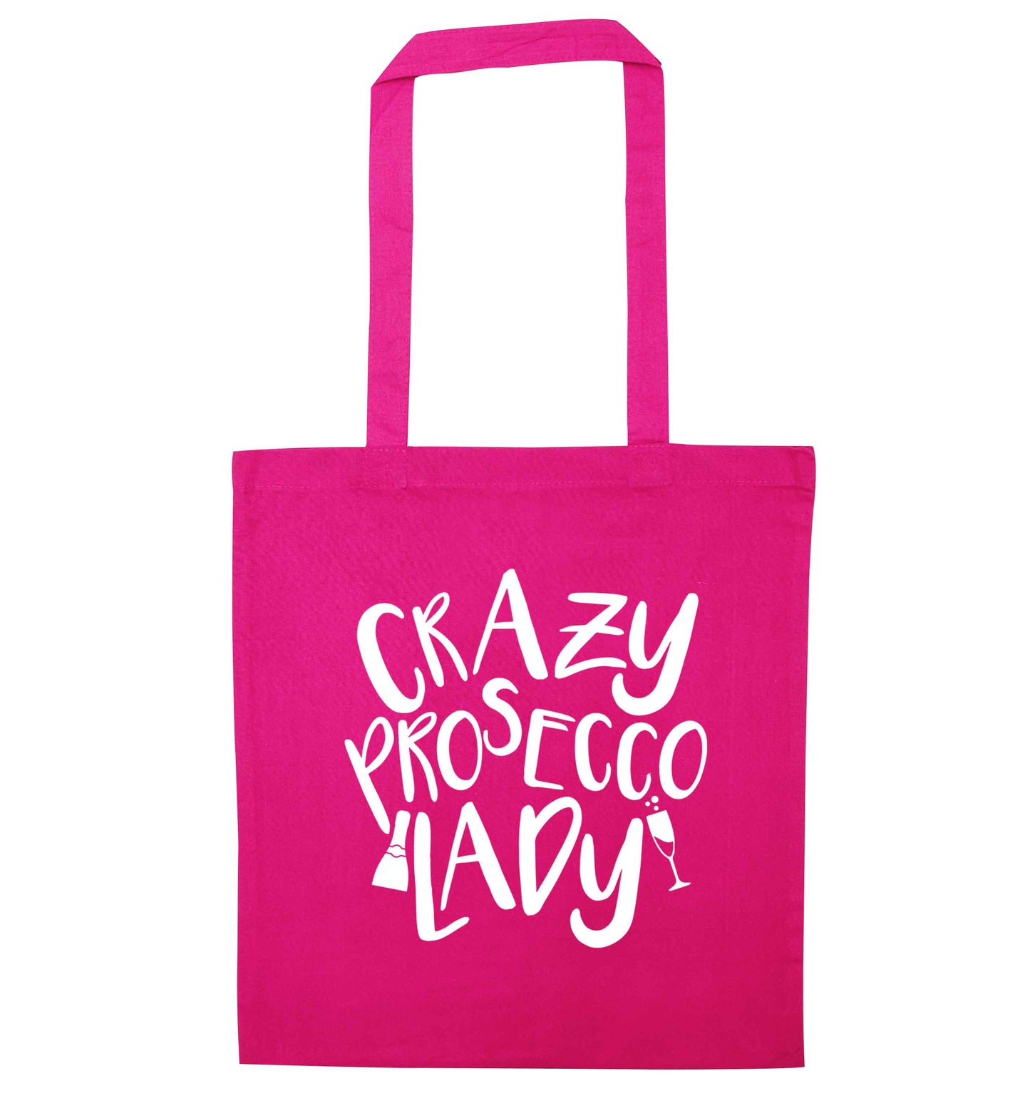 Crazy prosecco lady pink tote bag