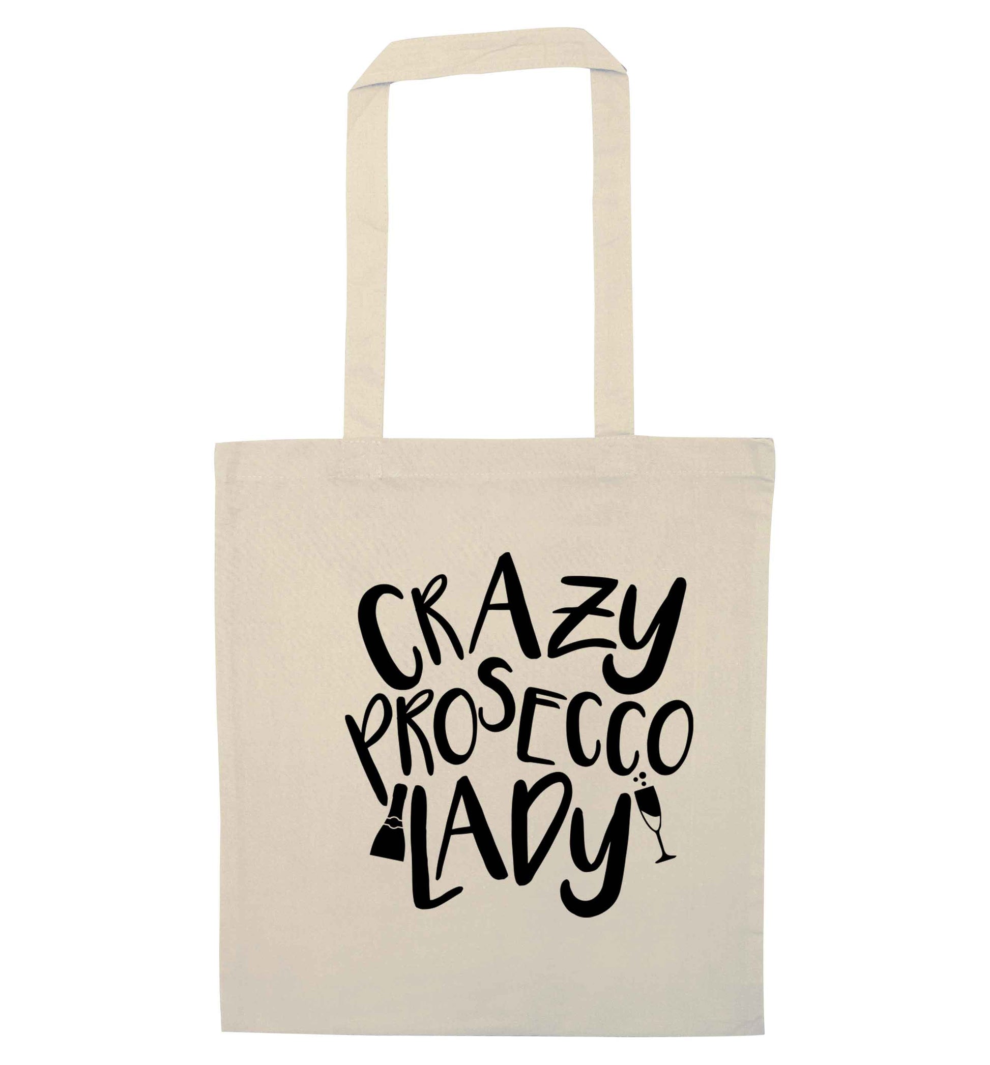 Crazy prosecco lady natural tote bag
