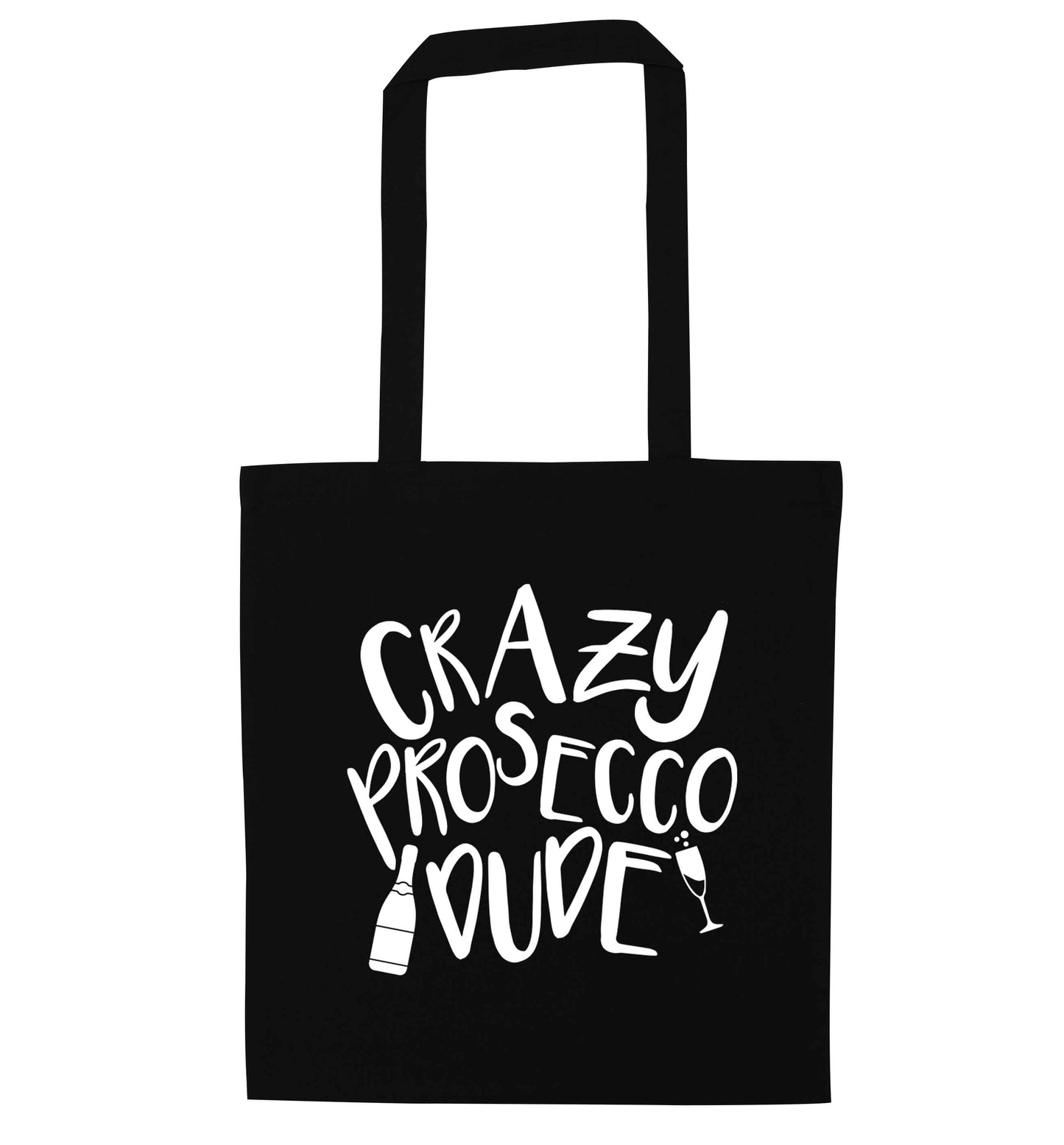 Crazy prosecco dude black tote bag