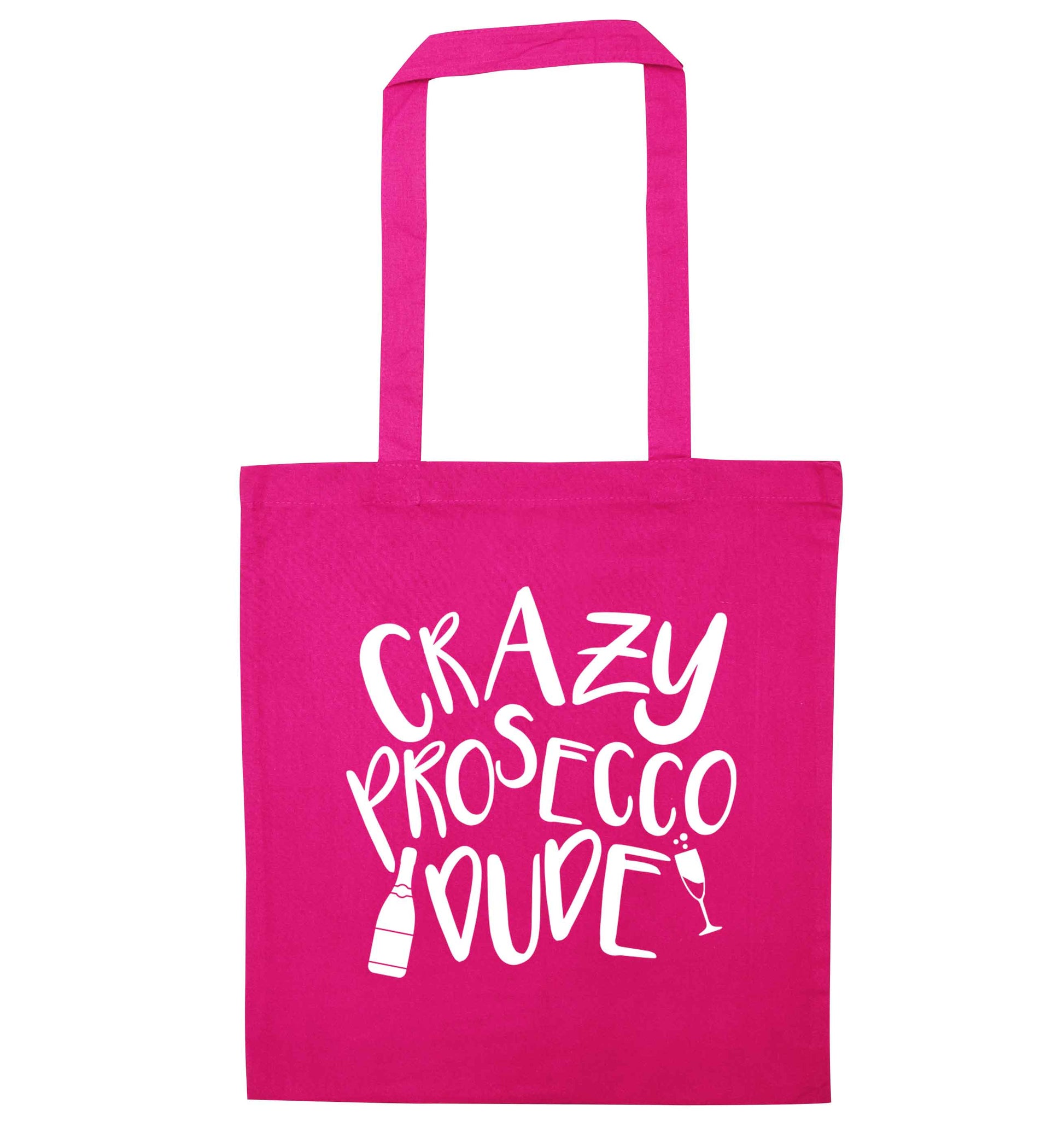 Crazy prosecco dude pink tote bag