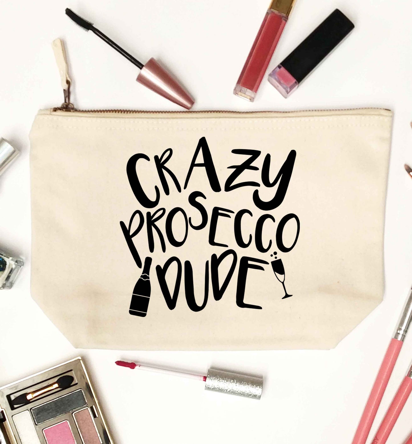Crazy prosecco dude natural makeup bag
