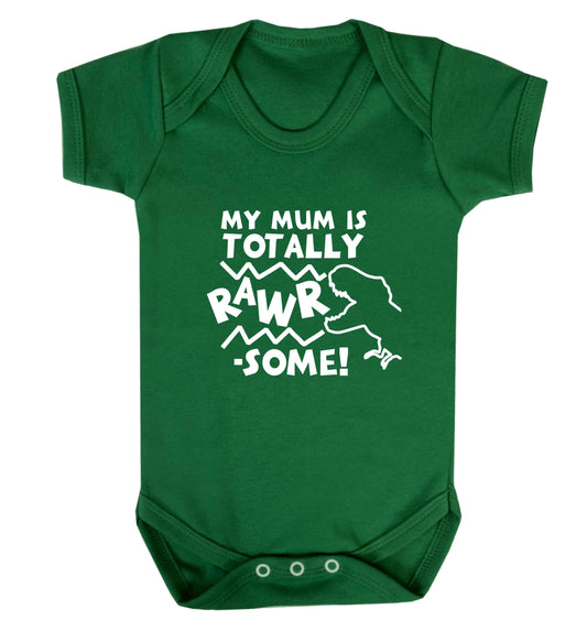 My mum is totally rawrsome baby vest green 18-24 months