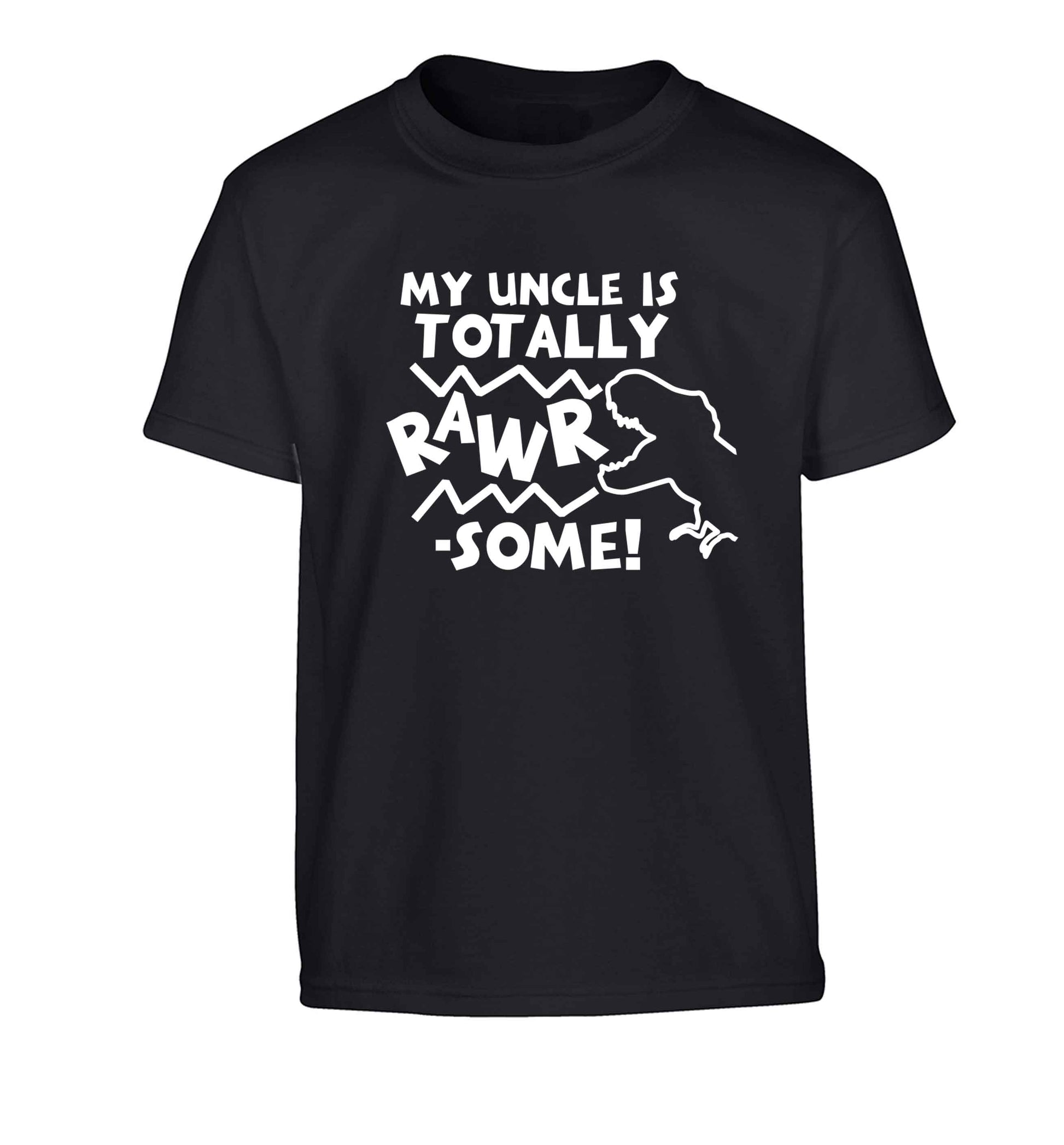 My uncle is totally rawrsome Children's black Tshirt 12-13 Years