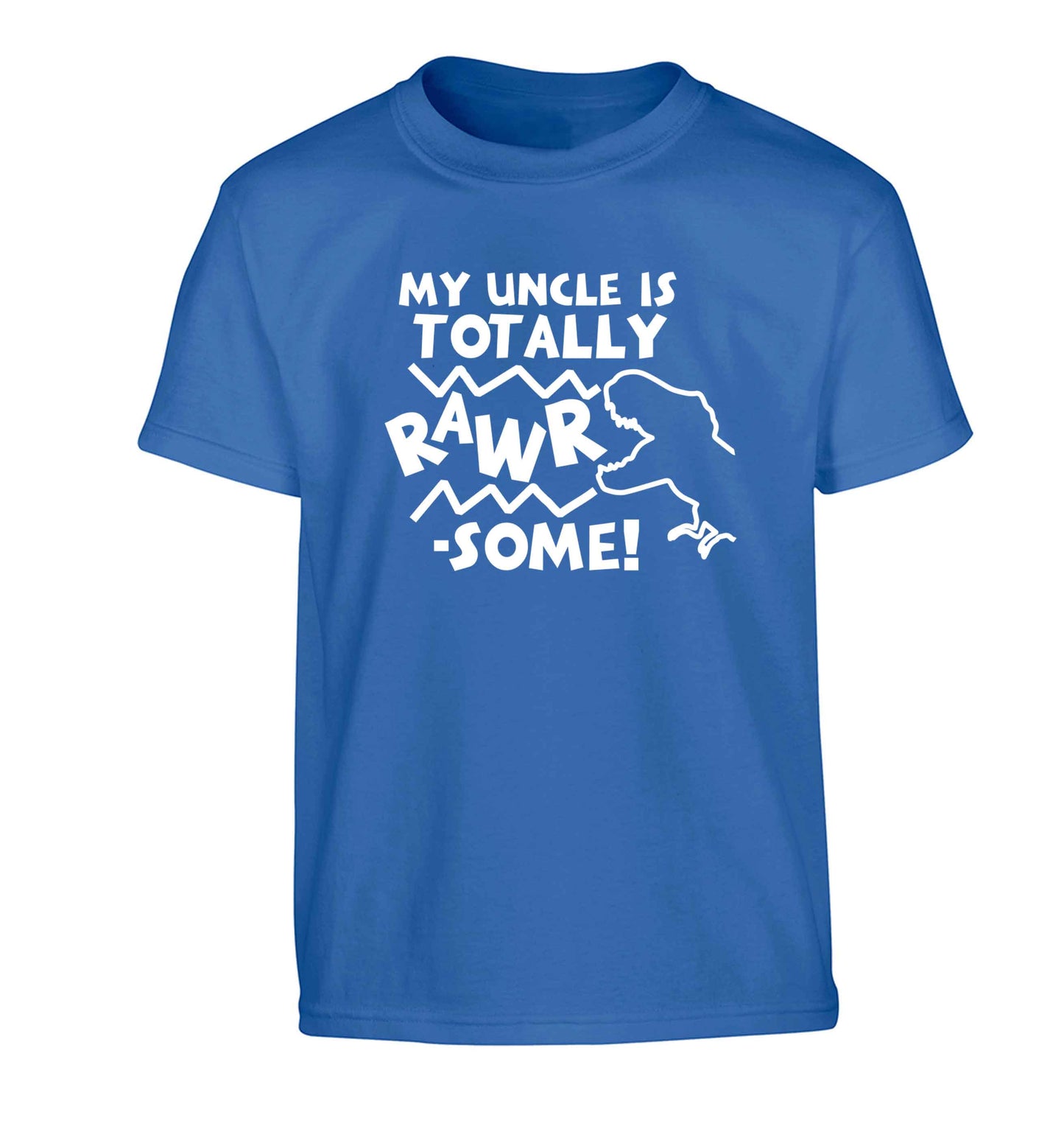 My uncle is totally rawrsome Children's blue Tshirt 12-13 Years