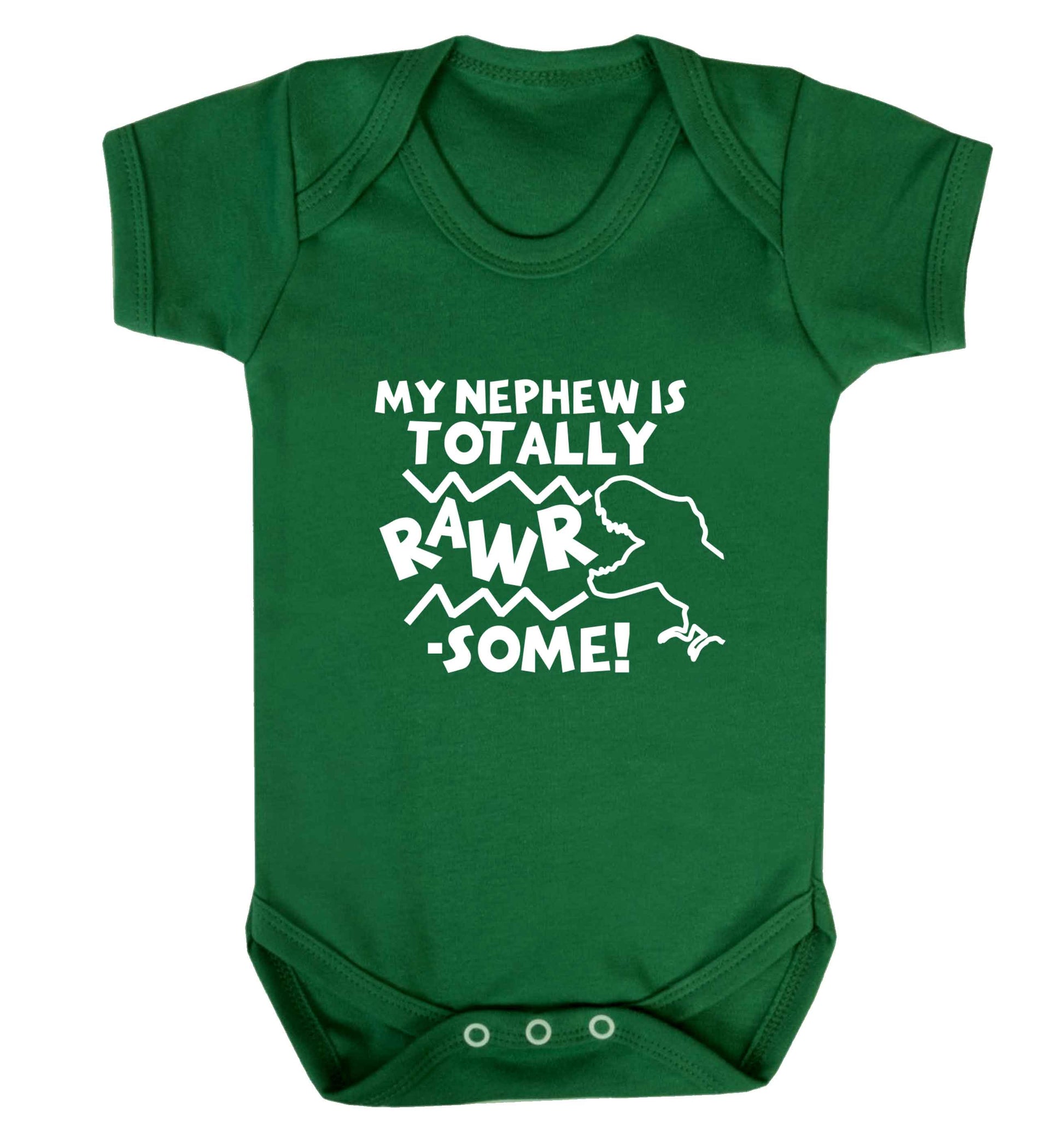 My nephew is totally rawrsome baby vest green 18-24 months