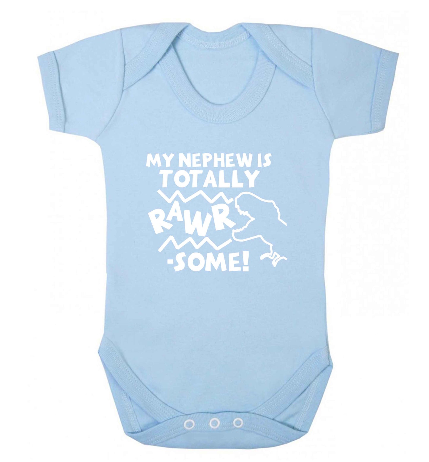 My nephew is totally rawrsome baby vest pale blue 18-24 months