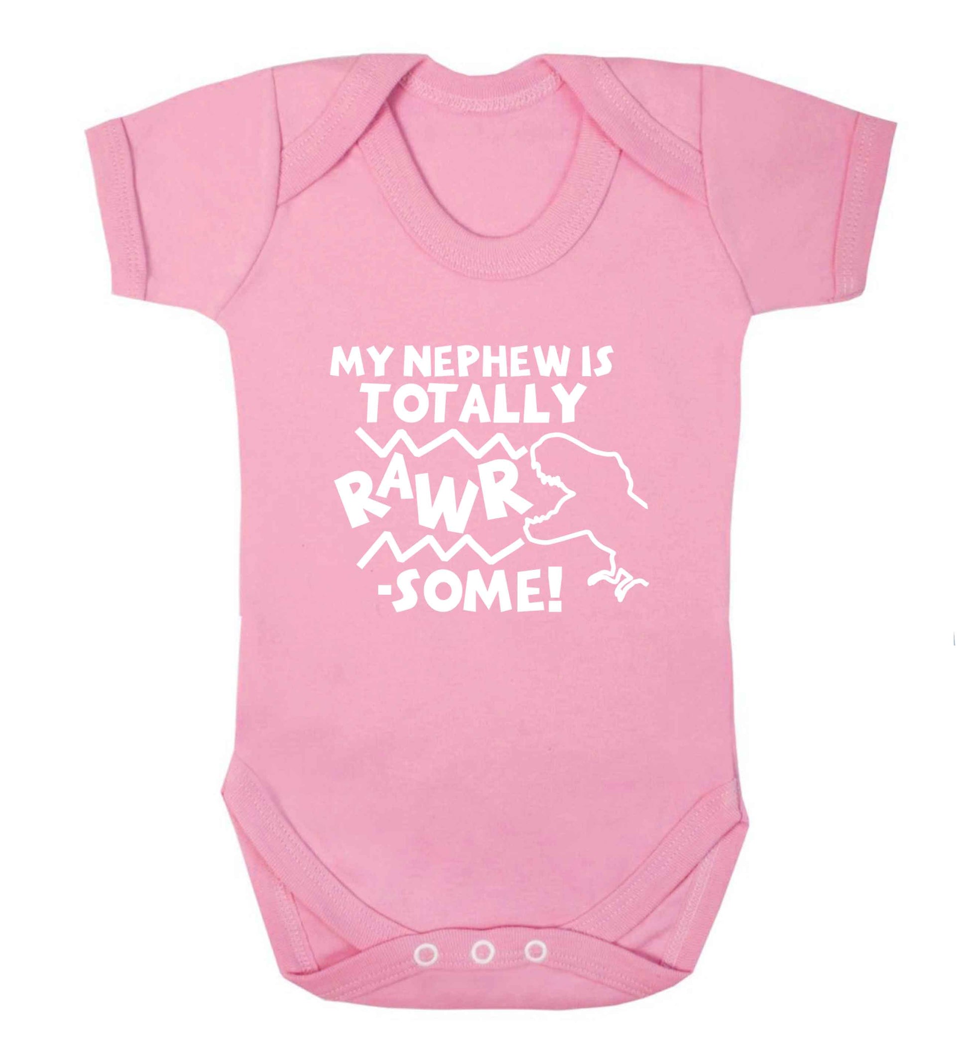 My nephew is totally rawrsome baby vest pale pink 18-24 months