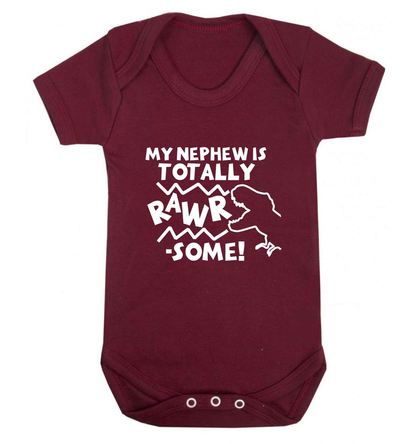 My nephew is totally rawrsome baby vest maroon 18-24 months
