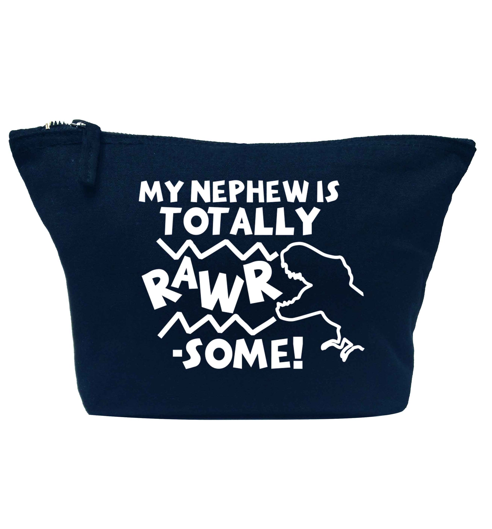 My nephew is totally rawrsome navy makeup bag