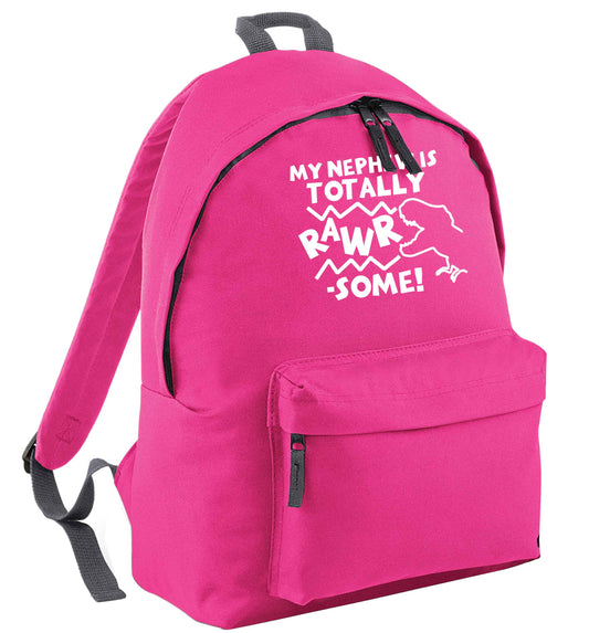 My nephew is totally rawrsome pink adults backpack