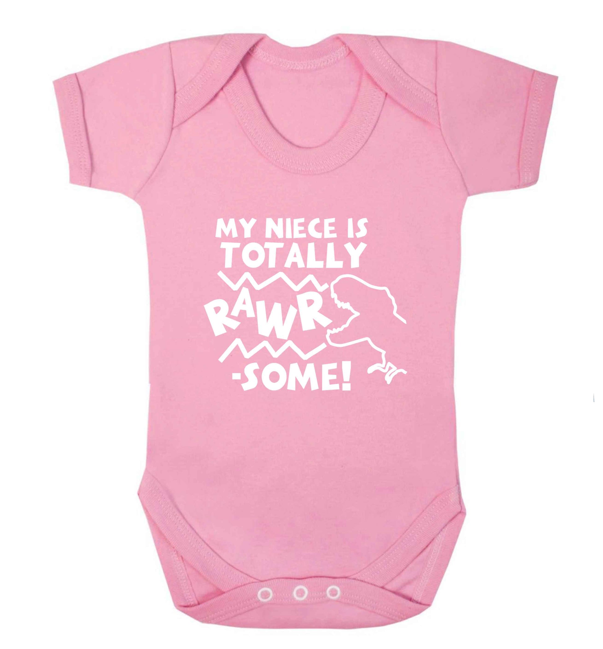 My niece is totally rawrsome baby vest pale pink 18-24 months