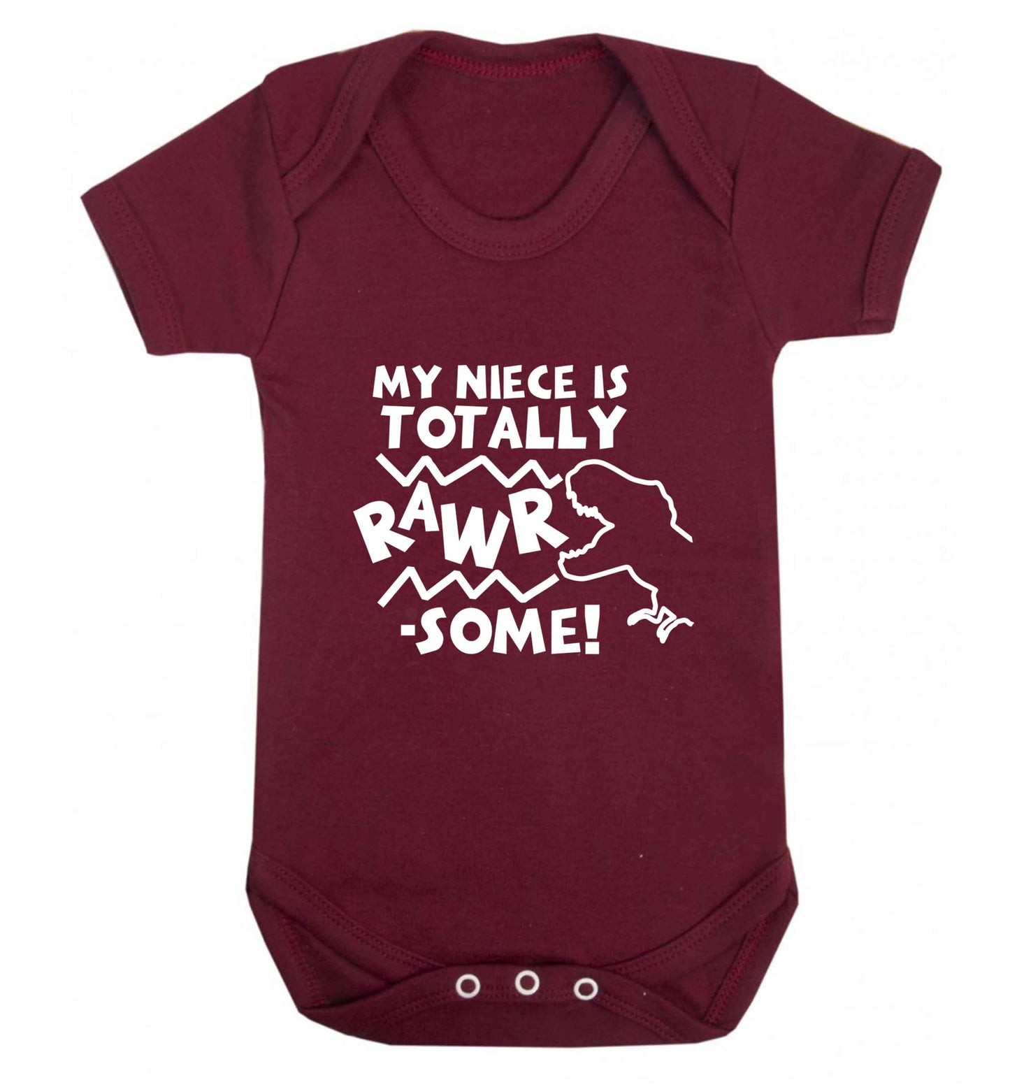 My niece is totally rawrsome baby vest maroon 18-24 months