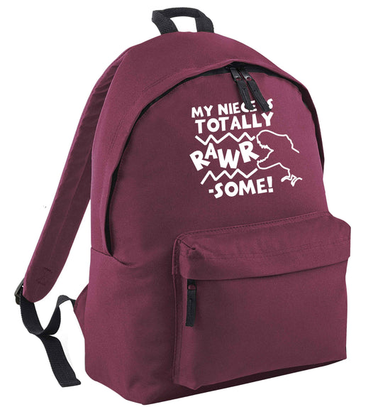 My niece is totally rawrsome black childrens backpack