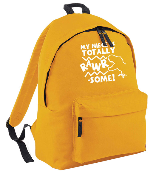 My niece is totally rawrsome mustard adults backpack