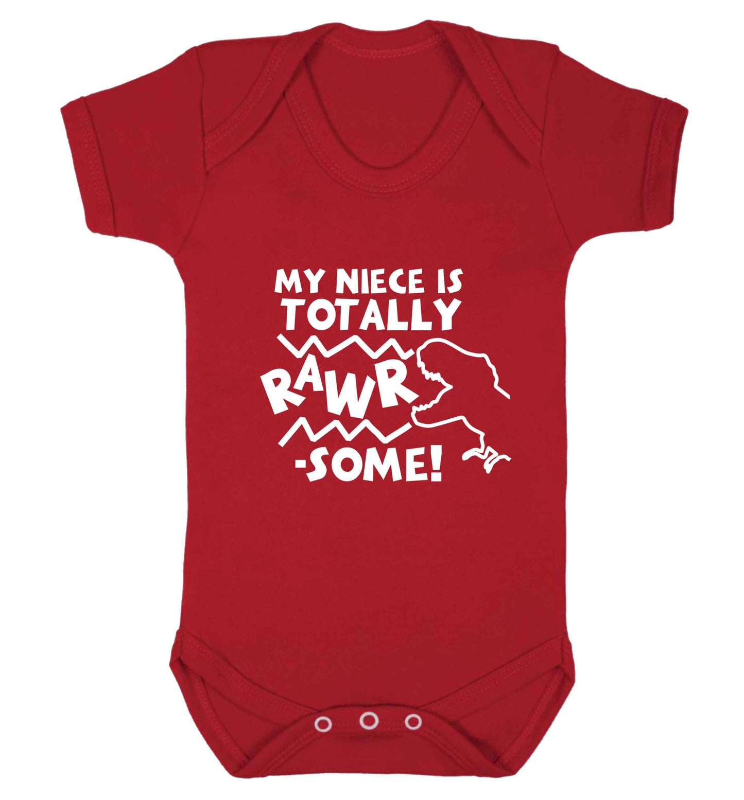 My niece is totally rawrsome baby vest red 18-24 months