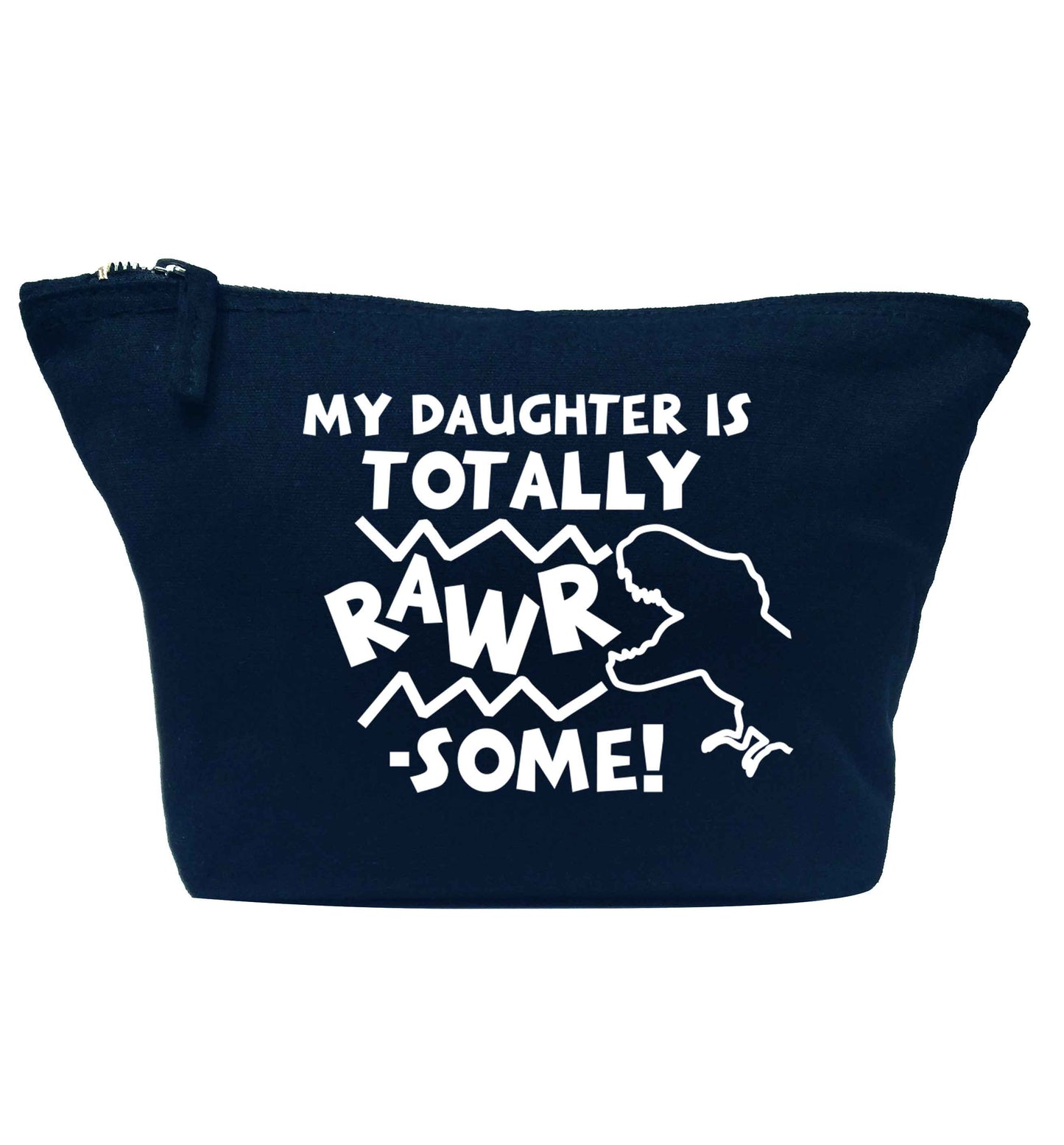 My daughter is totally rawrsome navy makeup bag