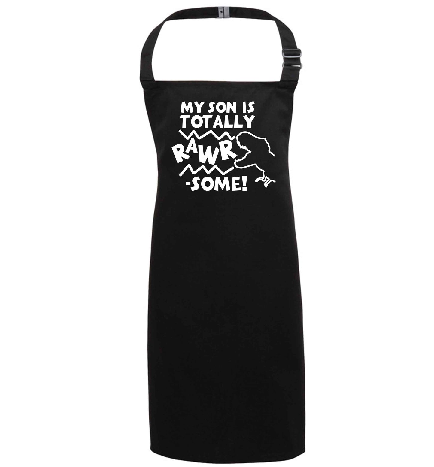 My son is totally rawrsome black apron 7-10 years