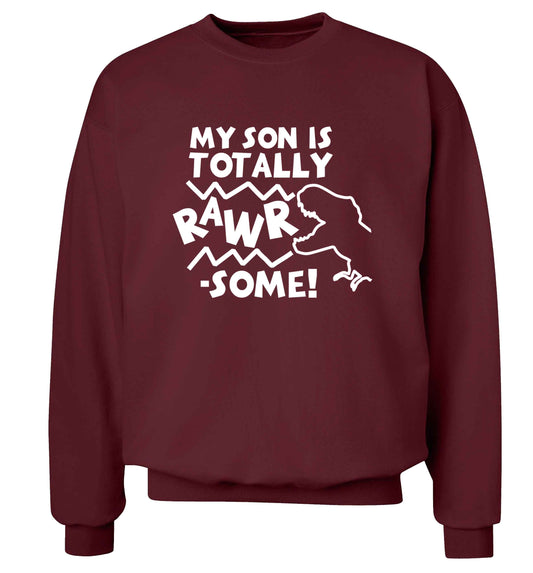 My son is totally rawrsome adult's unisex maroon sweater 2XL
