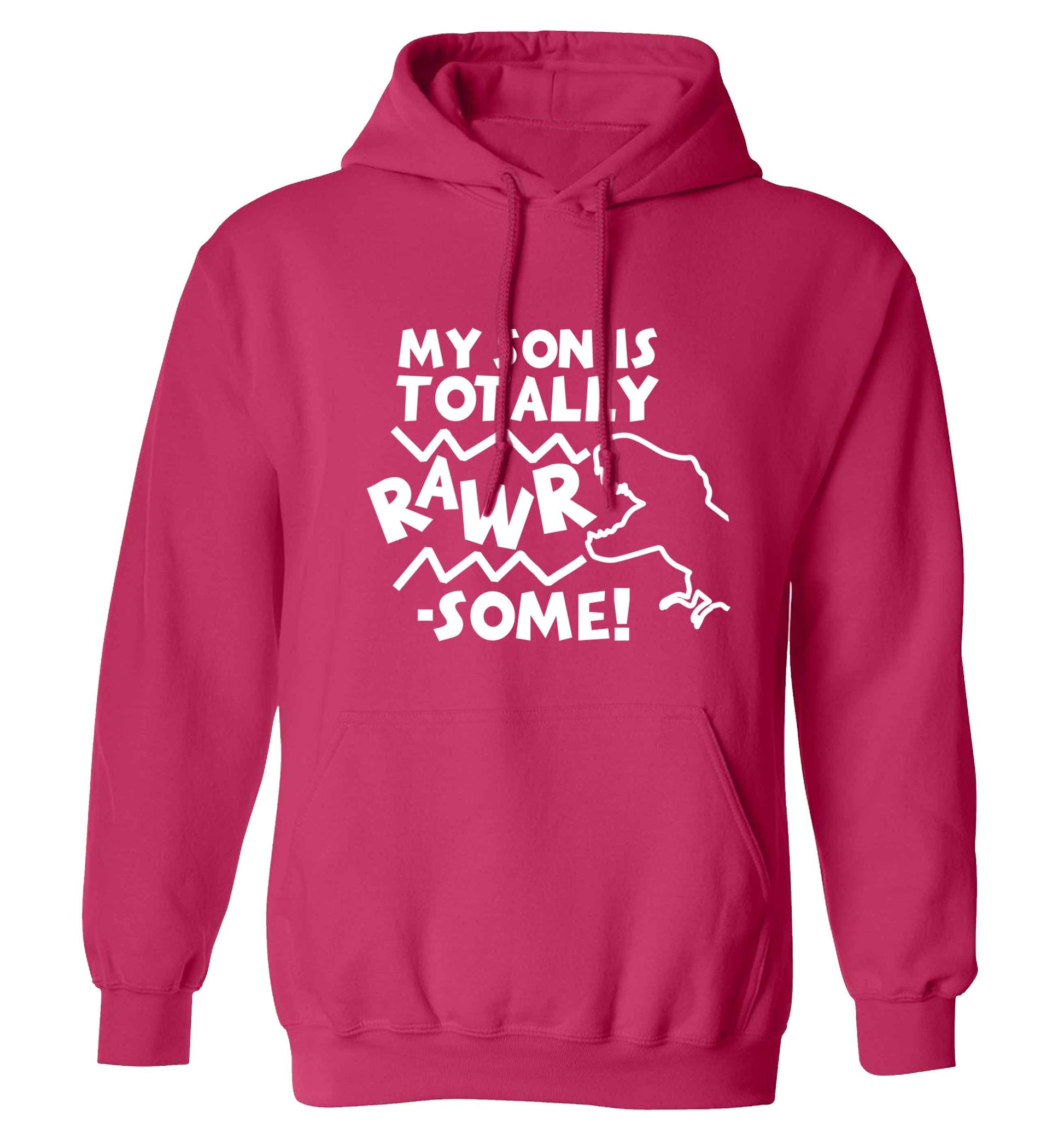 My son is totally rawrsome adults unisex pink hoodie 2XL