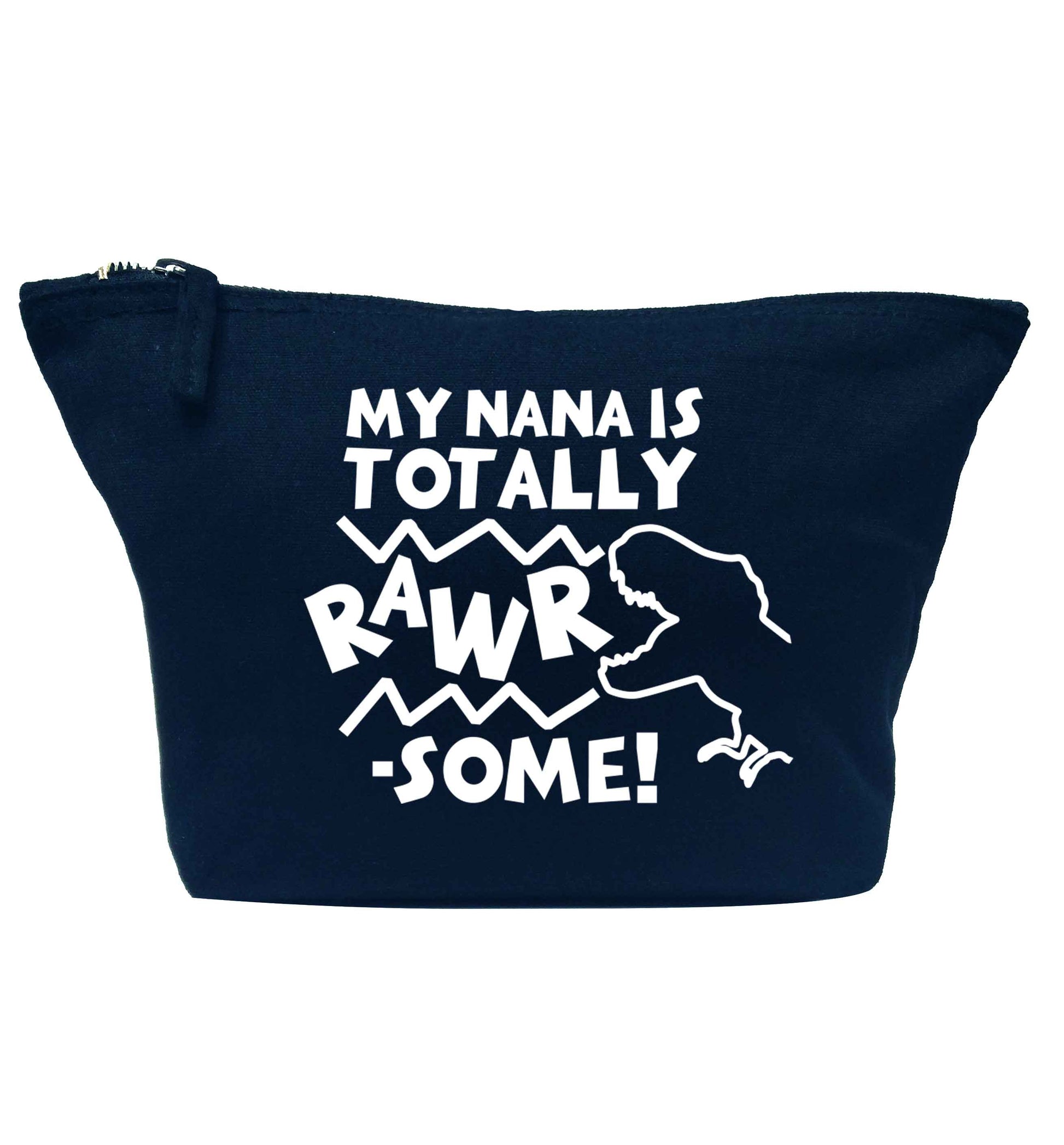 My nana is totally rawrsome navy makeup bag