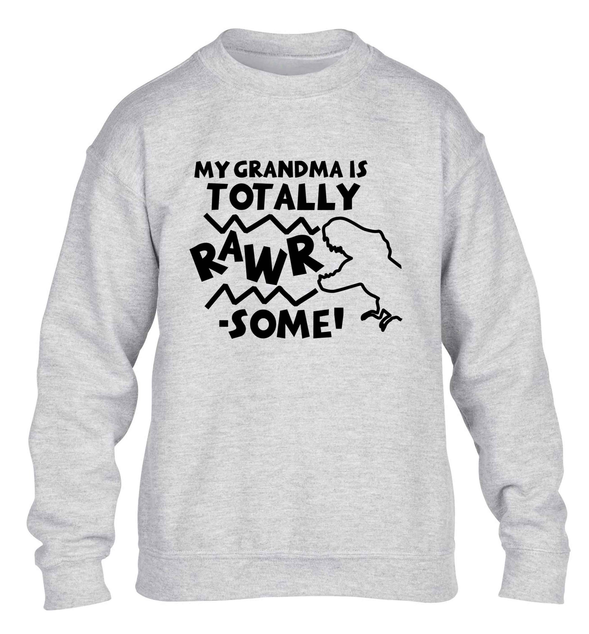 My grandma is totally rawrsome children's grey sweater 12-13 Years