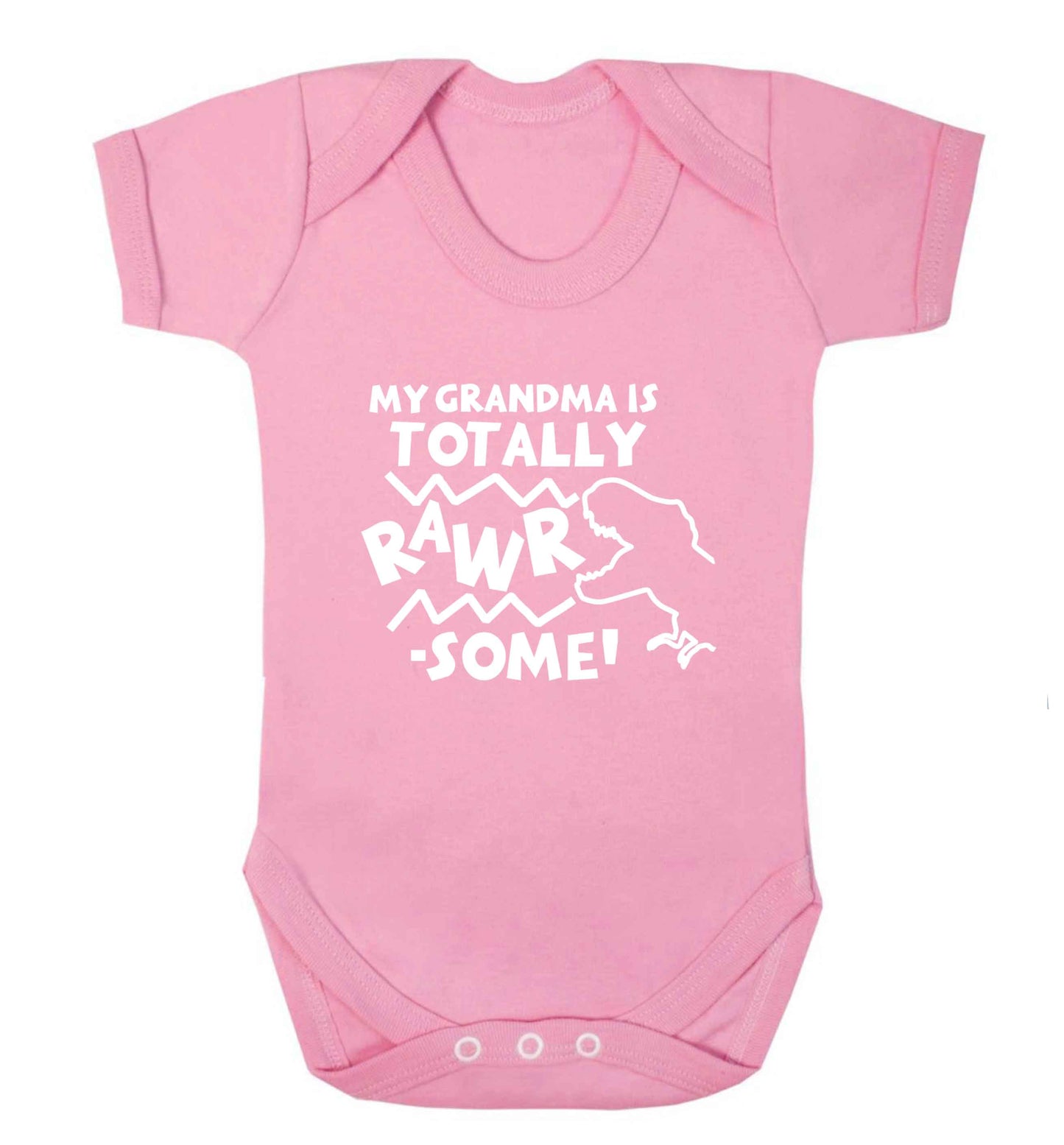 My grandma is totally rawrsome baby vest pale pink 18-24 months