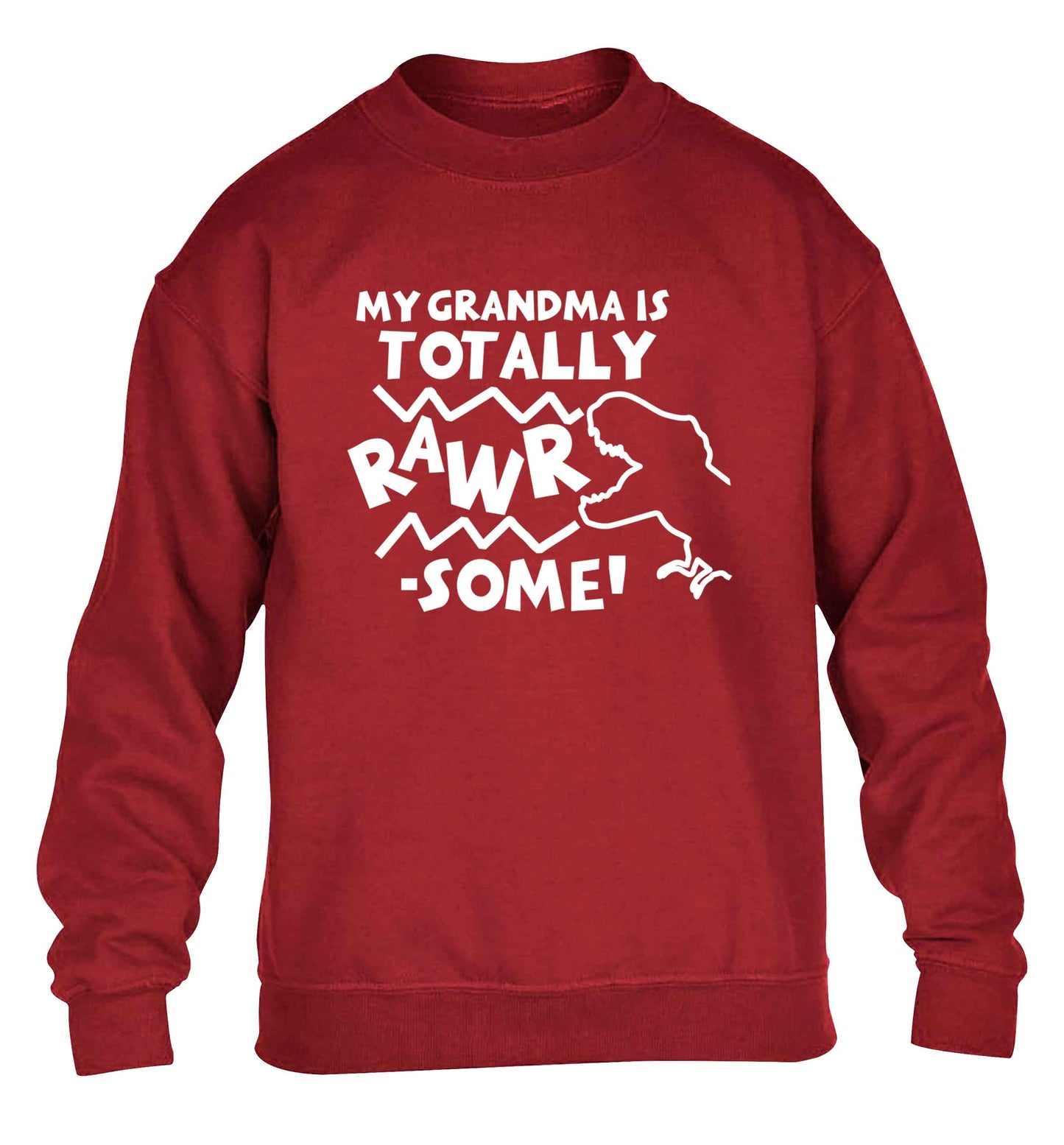 My grandma is totally rawrsome children's grey sweater 12-13 Years