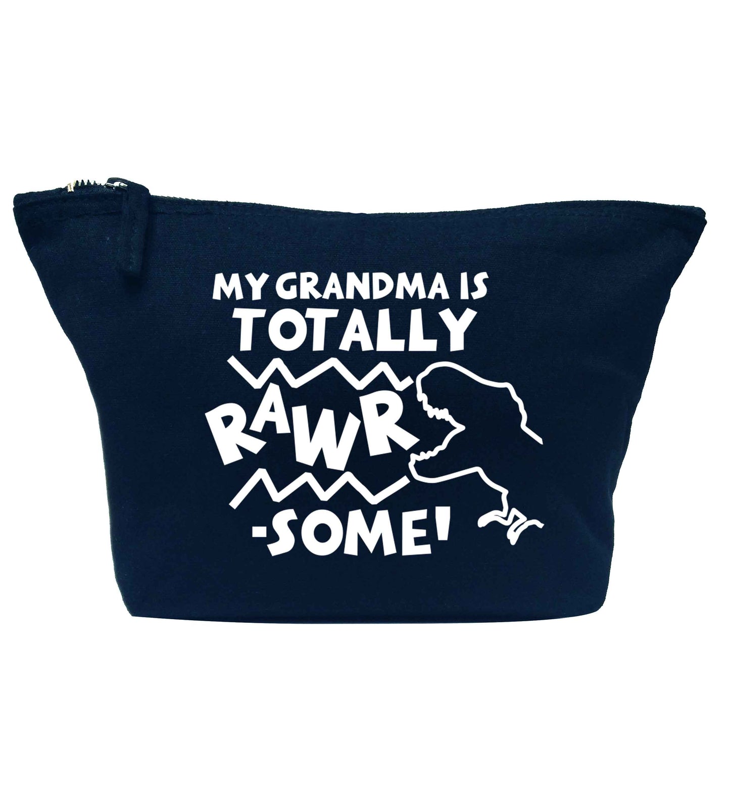My grandma is totally rawrsome navy makeup bag