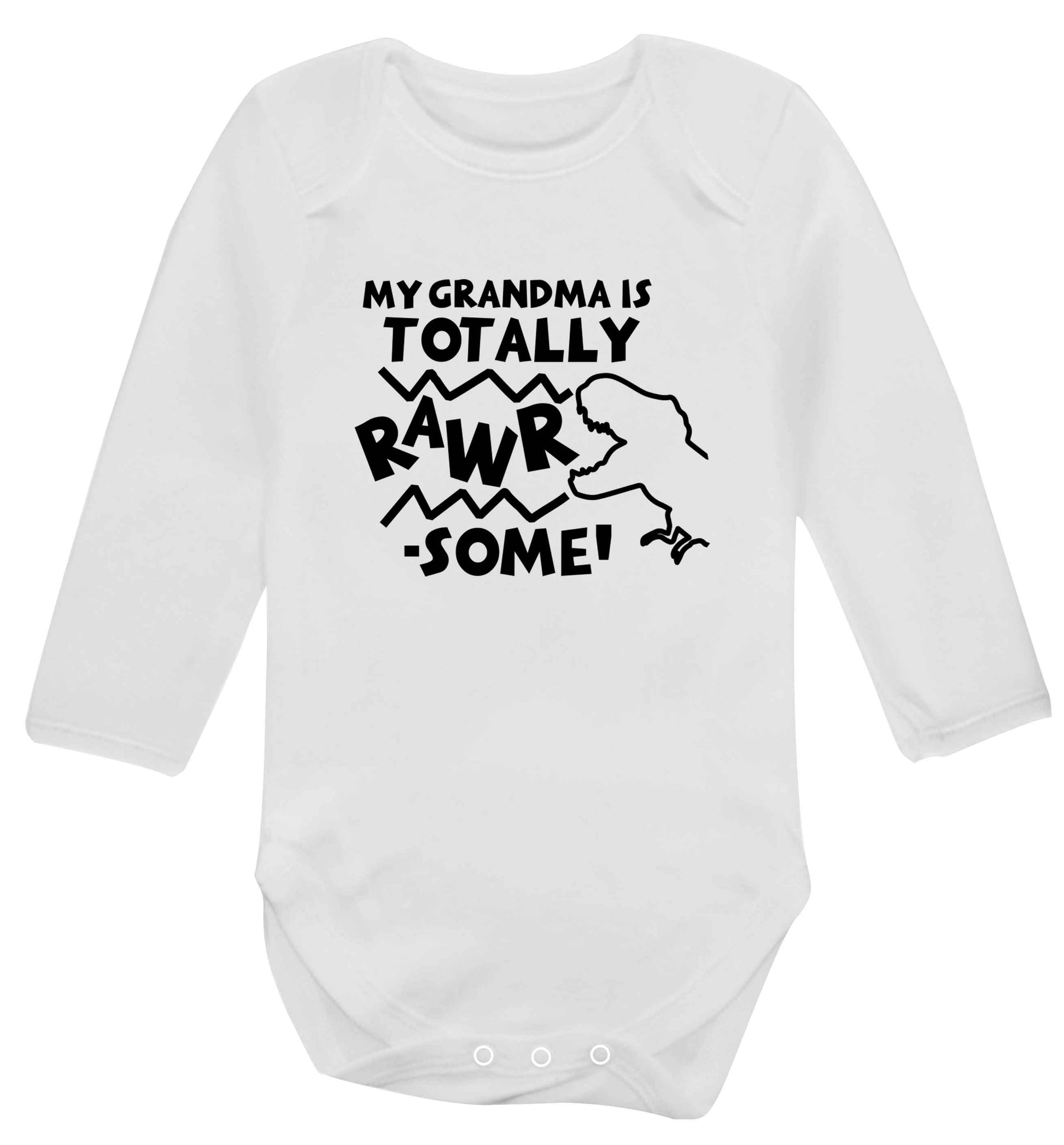 My grandma is totally rawrsome baby vest long sleeved white 6-12 months