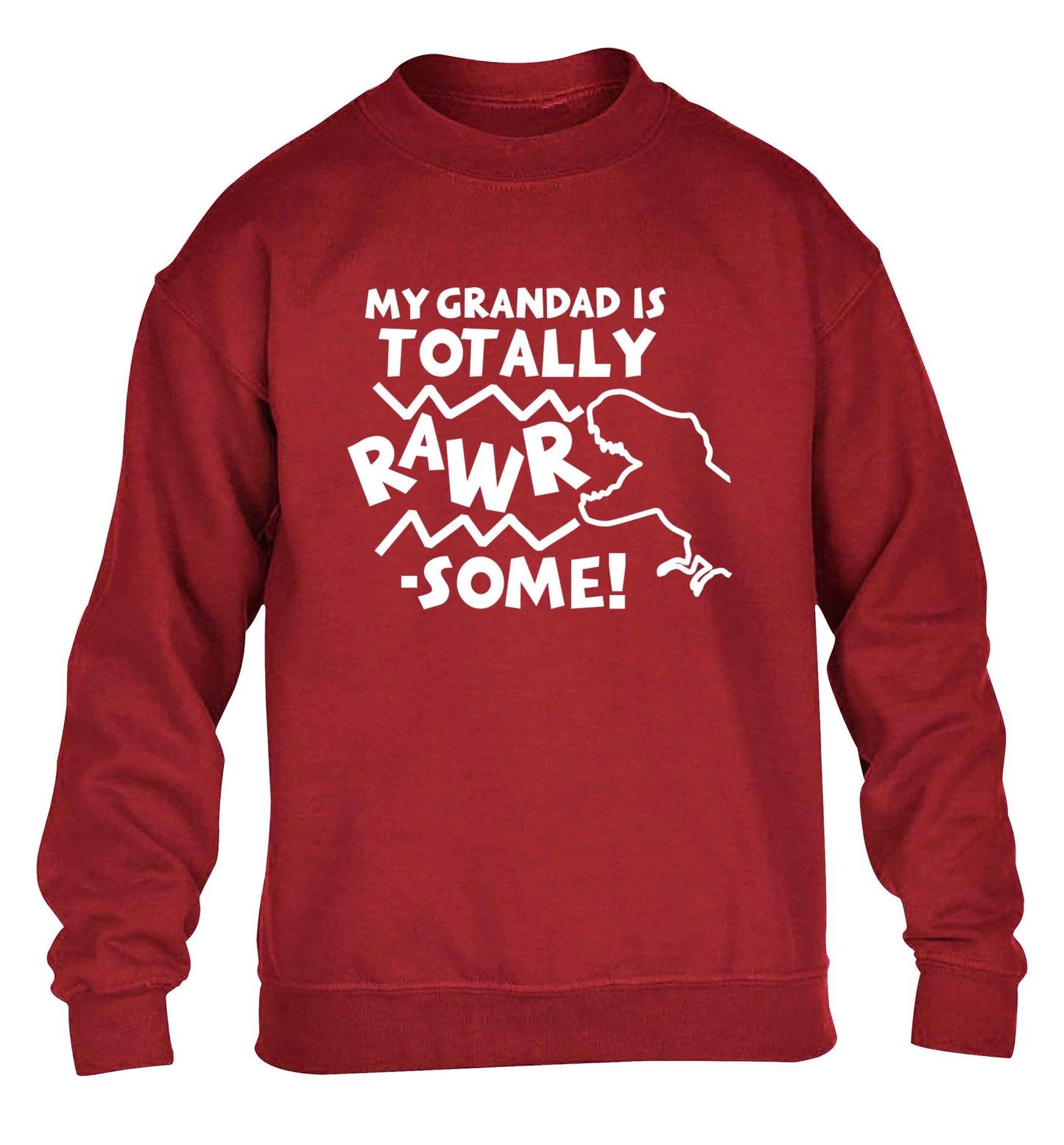My grandad is totally rawrsome children's grey sweater 12-13 Years