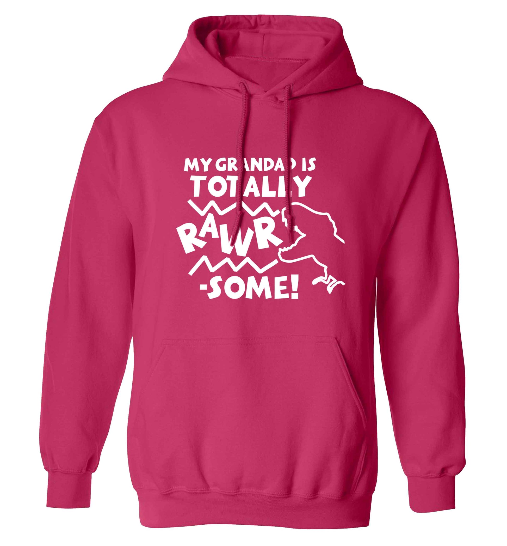 My grandad is totally rawrsome adults unisex pink hoodie 2XL