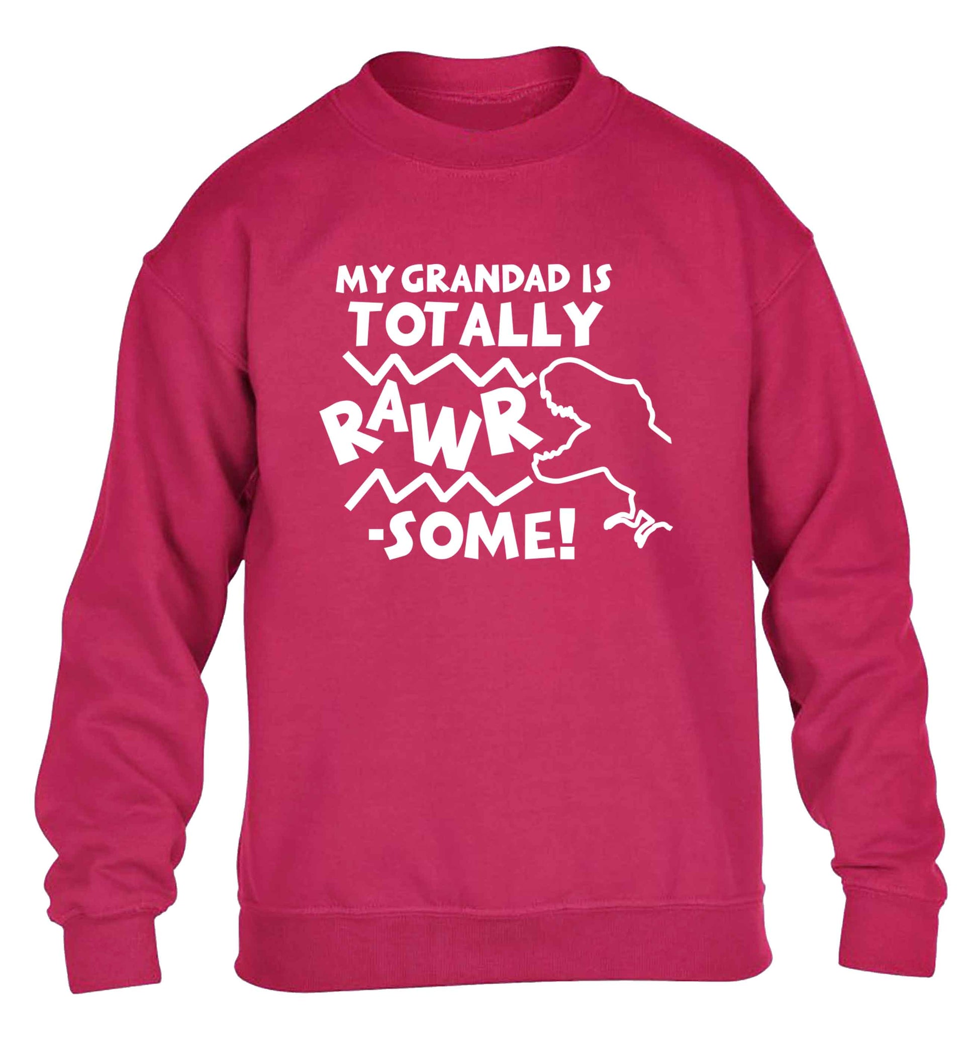 My grandad is totally rawrsome children's pink sweater 12-13 Years