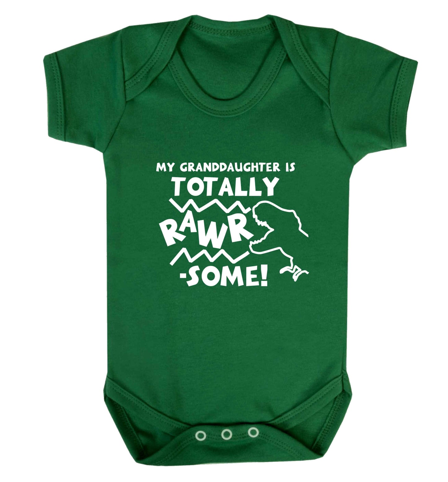 My granddaughter is totally rawrsome baby vest green 18-24 months
