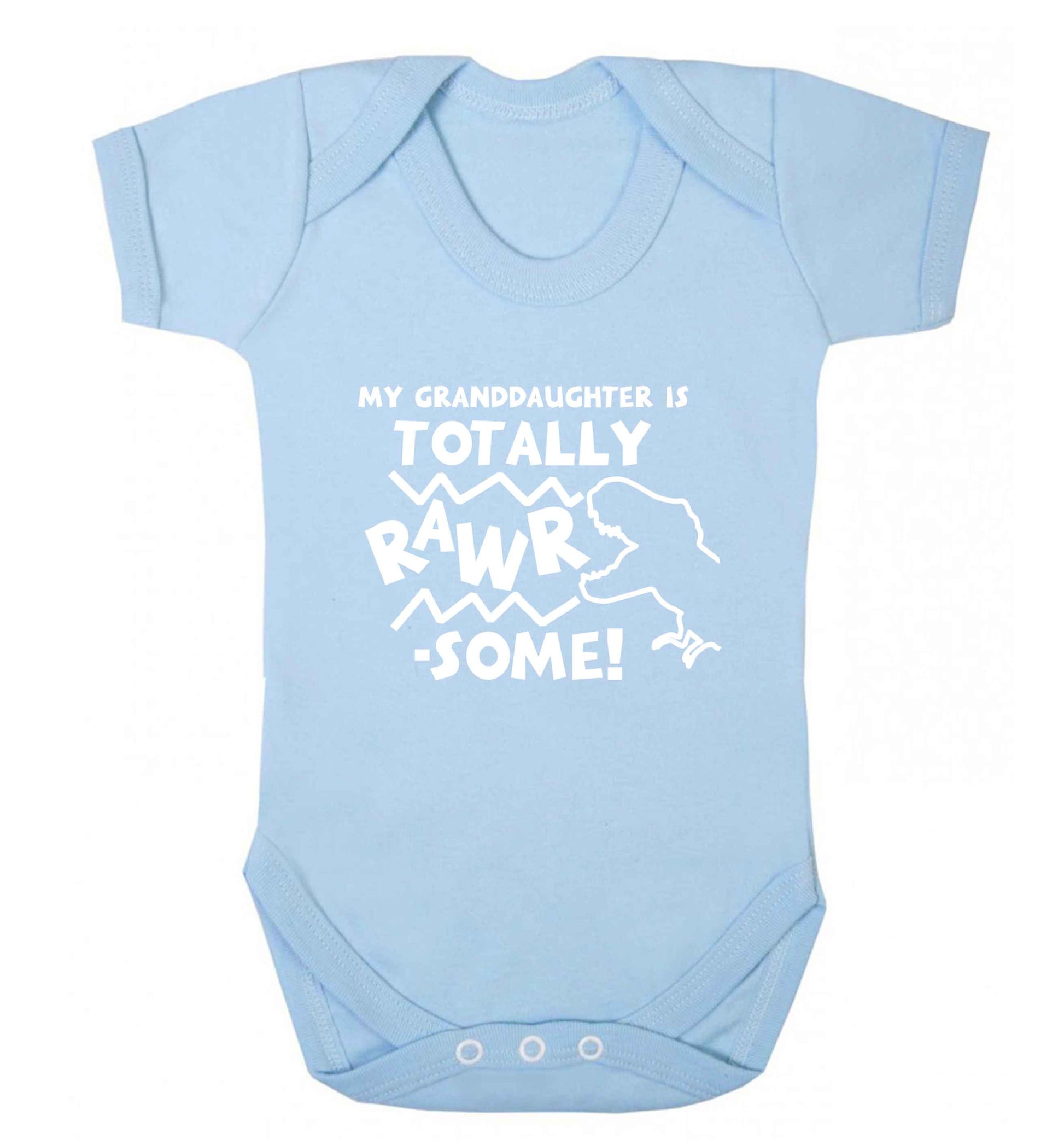 My granddaughter is totally rawrsome baby vest pale blue 18-24 months